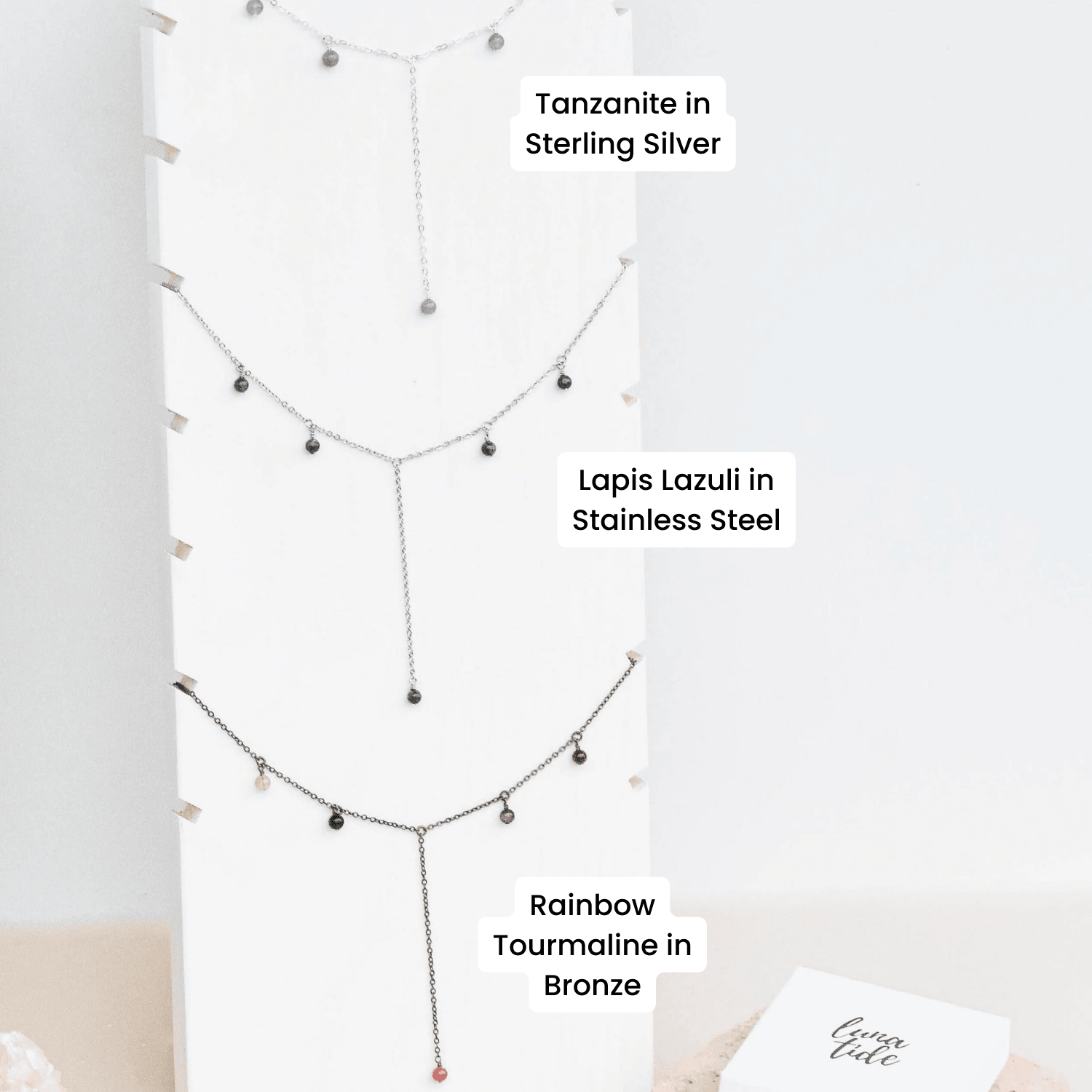 Custom Boho Gemstone Bead Drop Lariat Y Necklace