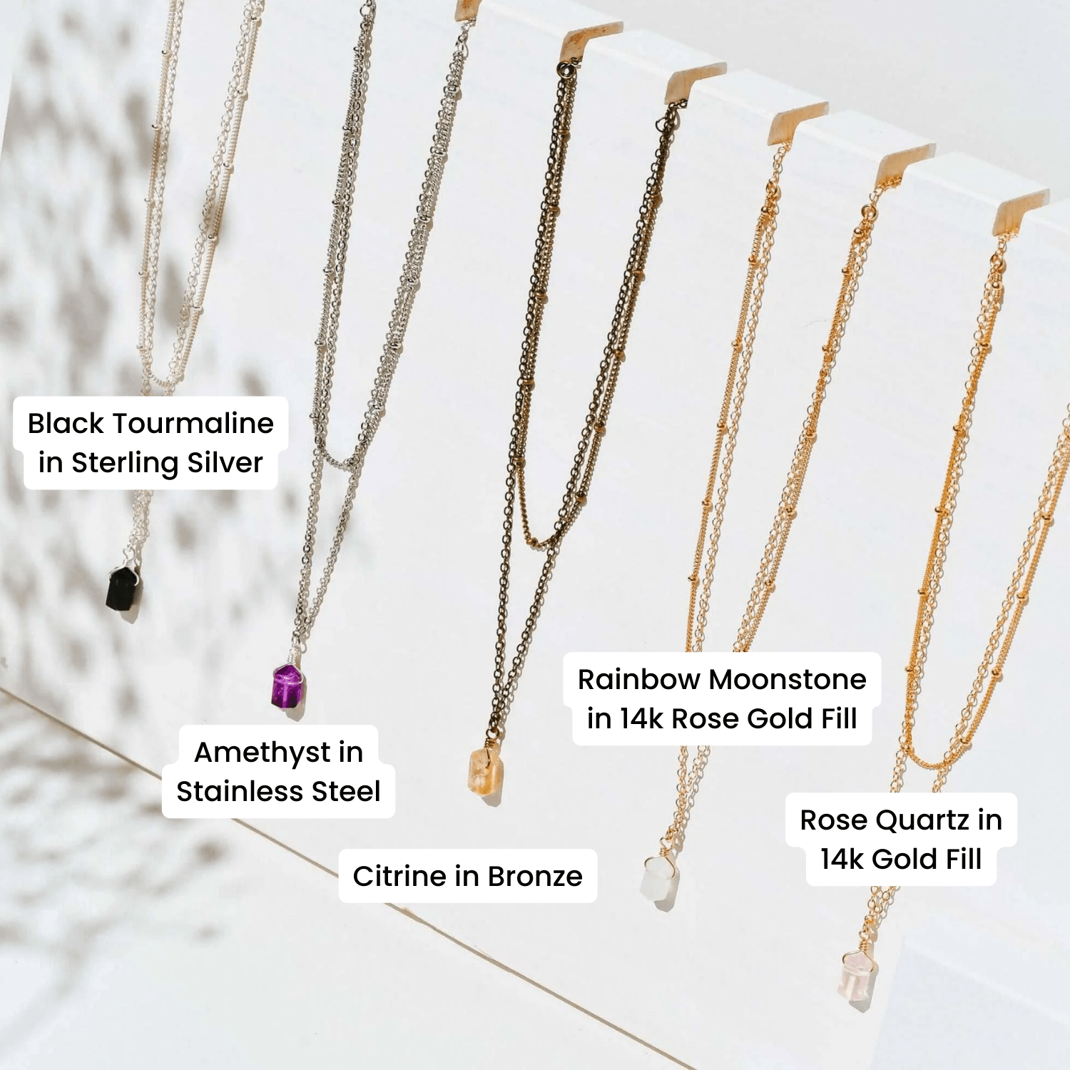 Custom Double Terminated Crystal Chain Layered Choker Necklace