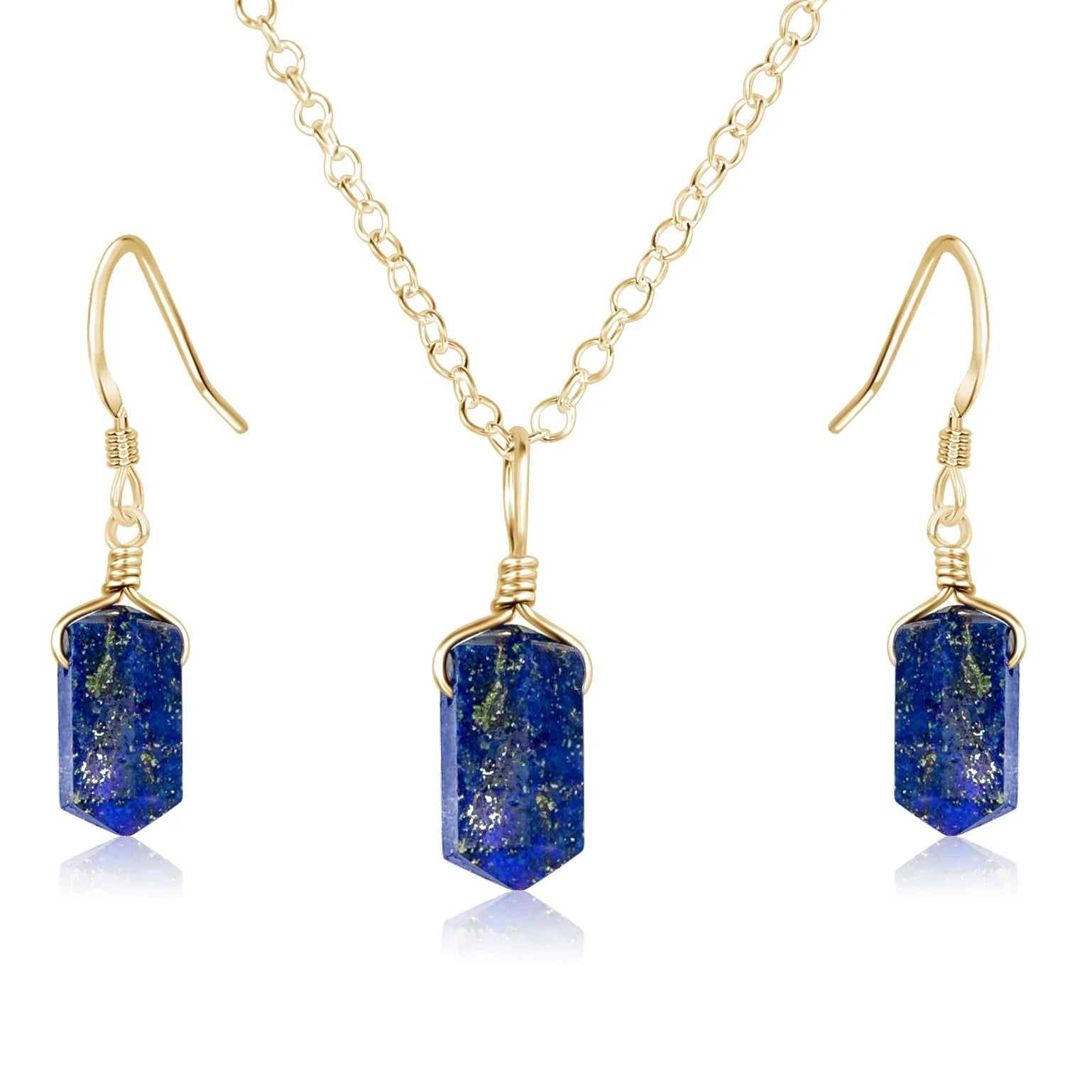 Lapis Lazuli Double Terminated Crystal Jewellery Set