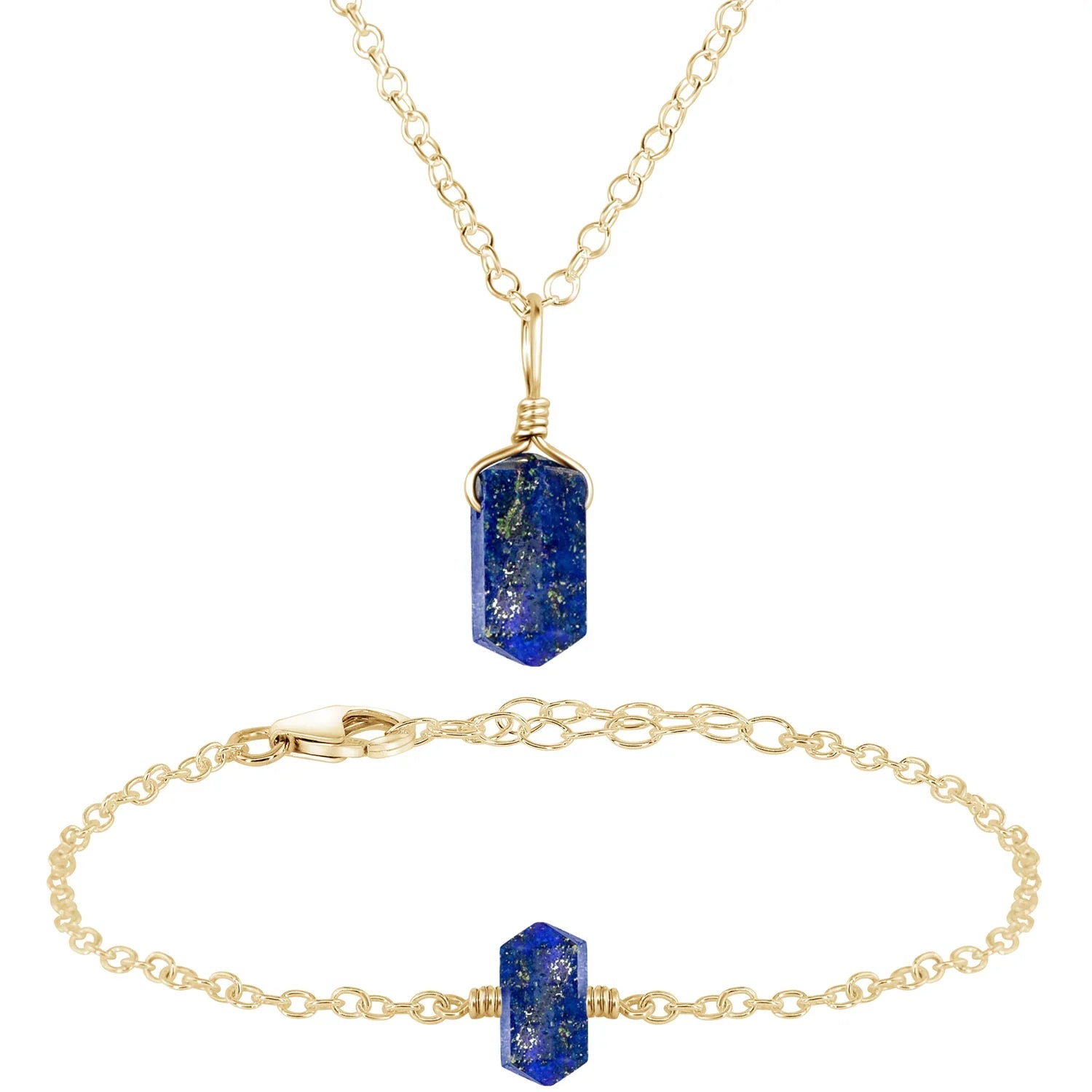 Lapis Lazuli Double Terminated Crystal Jewellery Set