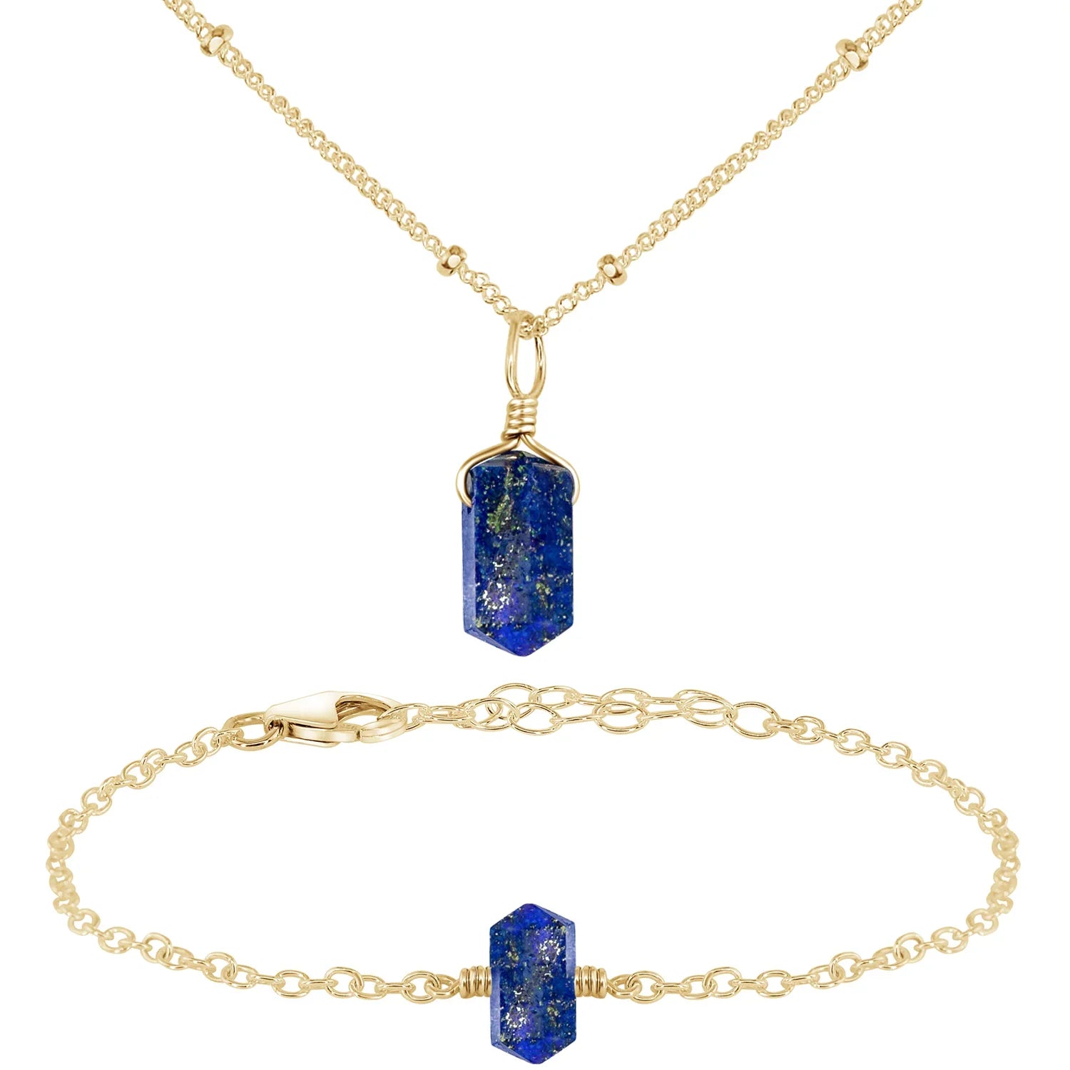 Lapis Lazuli Double Terminated Crystal Jewellery Set