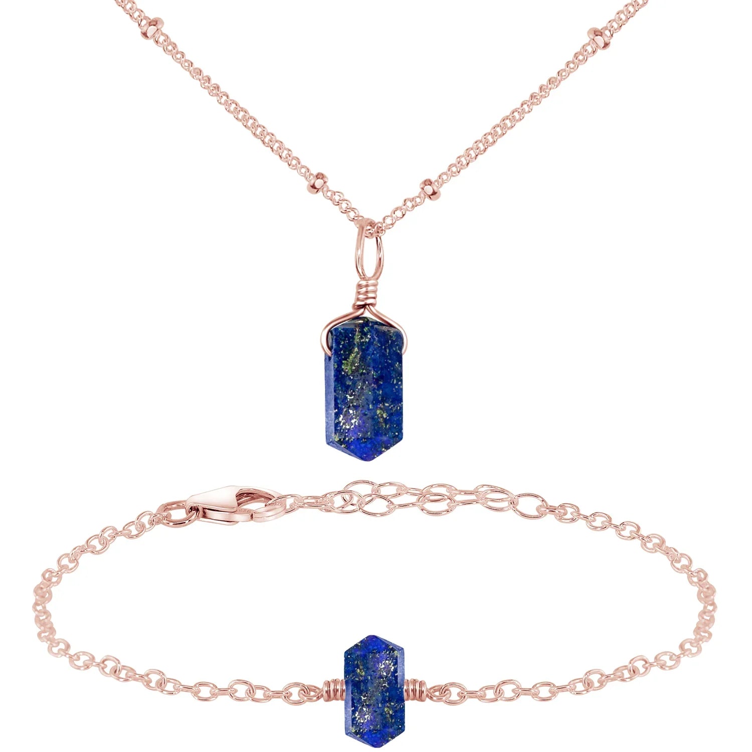 Lapis Lazuli Double Terminated Crystal Jewellery Set