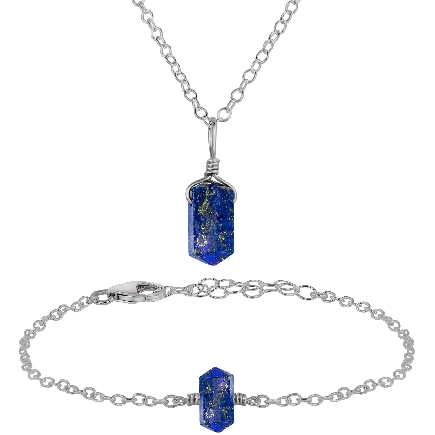 Lapis Lazuli Double Terminated Crystal Jewellery Set
