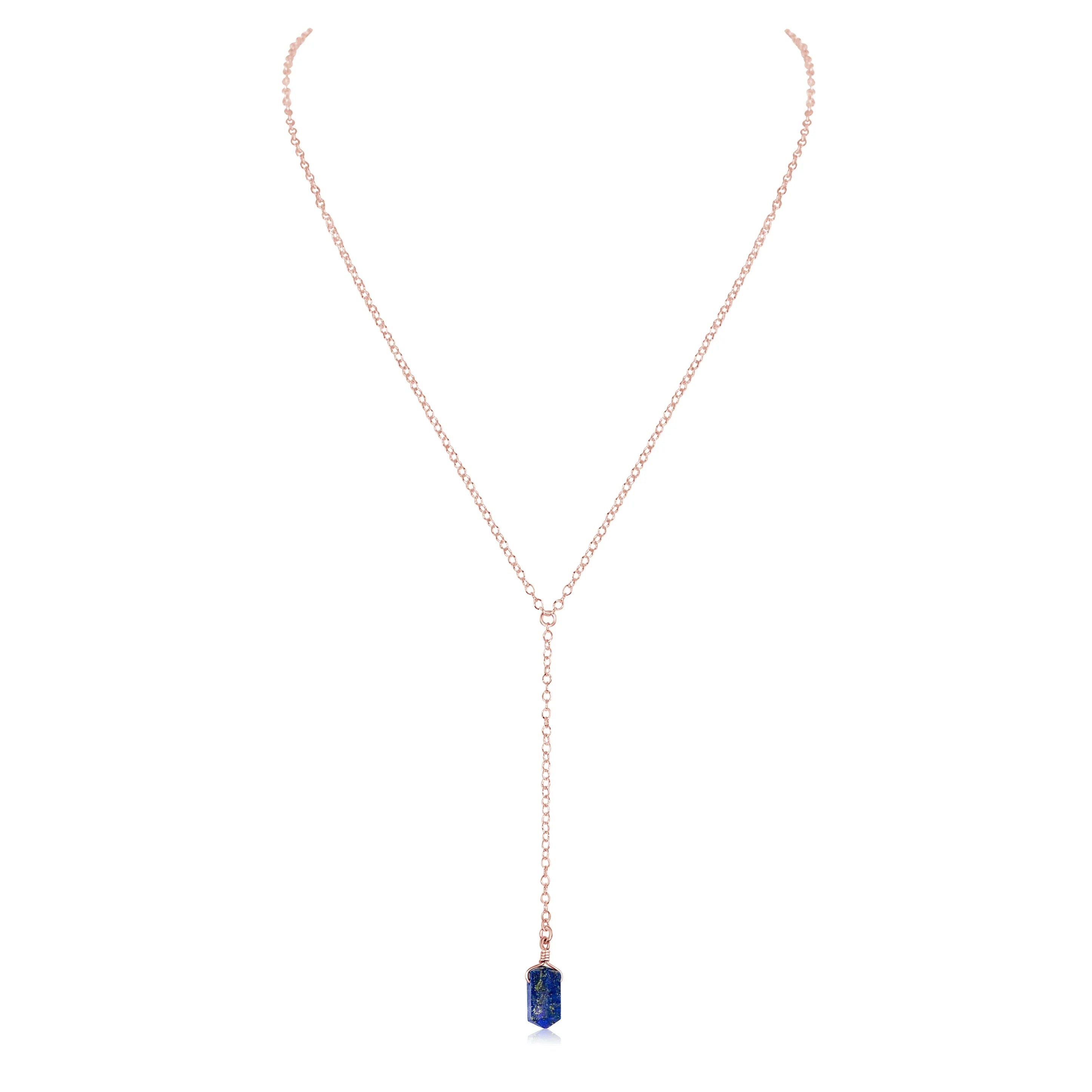 Lapis Lazuli Double Terminated Mini Crystal Point Lariat Necklace