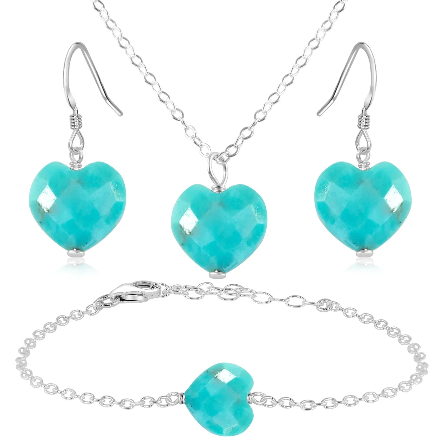 Turquoise Crystal Heart Jewellery Set