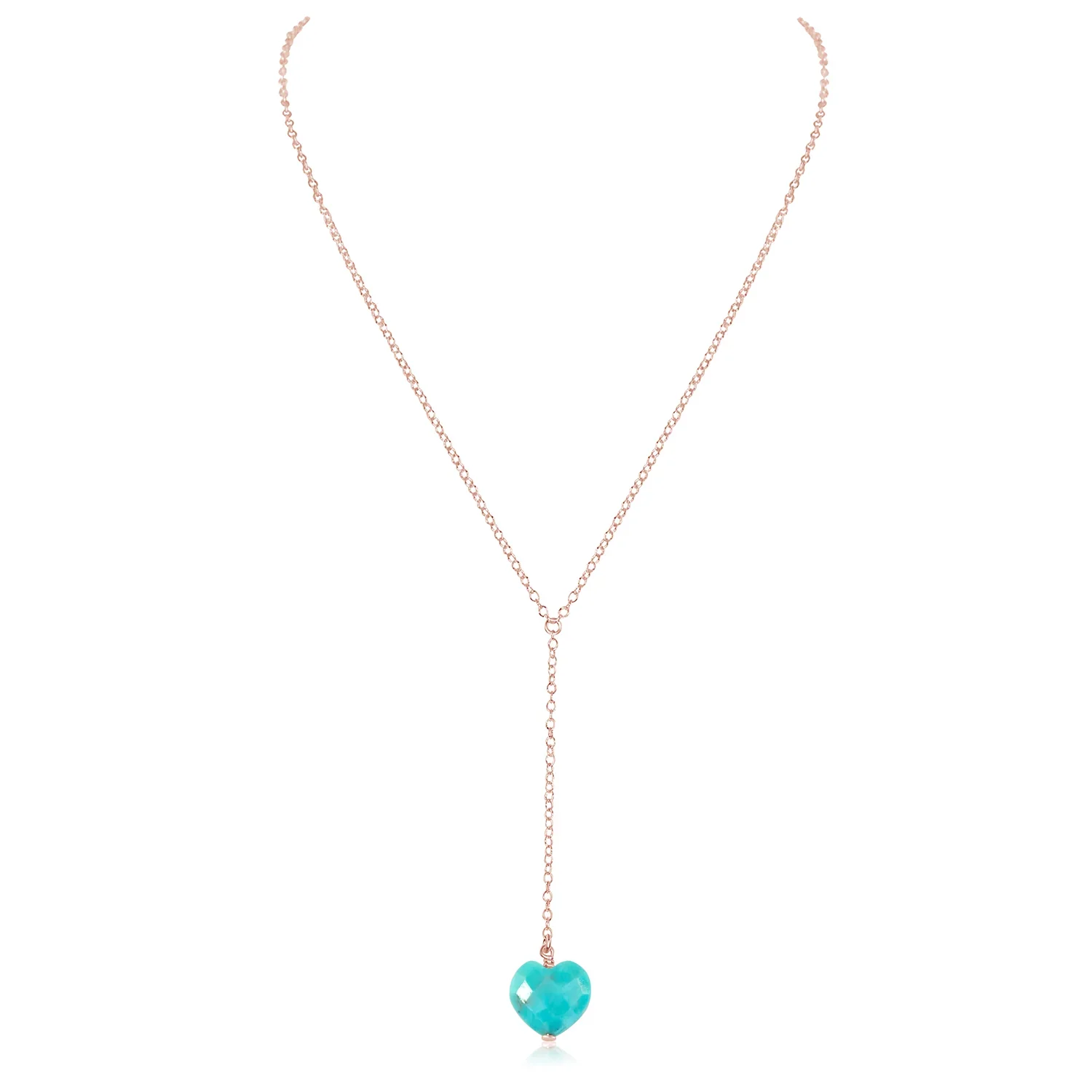 Turquoise Crystal Heart Lariat Necklace