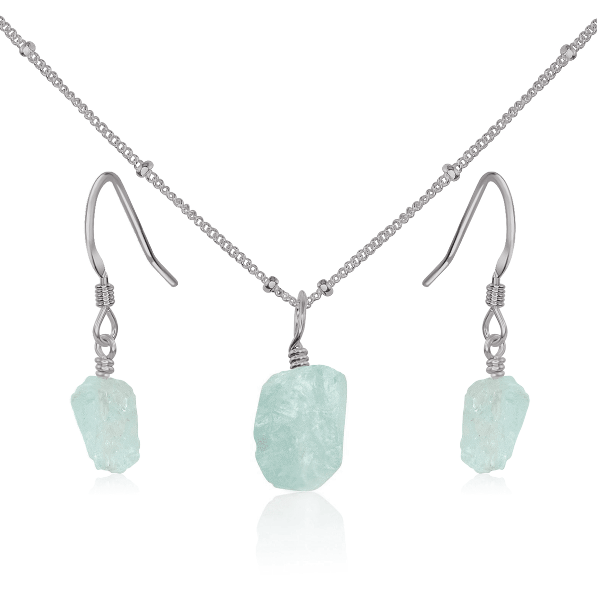 Raw Aquamarine Crystal Jewellery Set