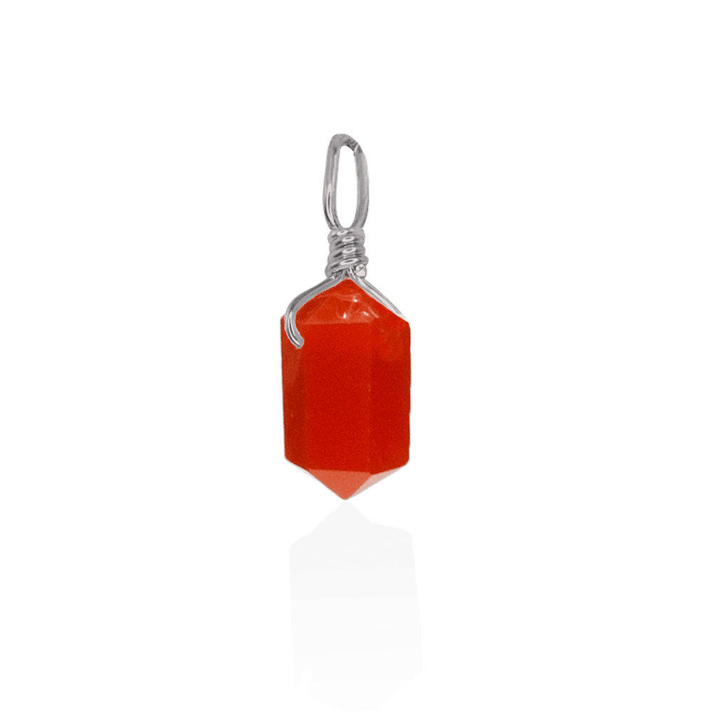 Carnelian Mini Double Terminated Crystal Point Pendant - Carnelian Mini Double Terminated Crystal Point Pendant - Stainless Steel - Luna Tide Handmade Crystal Jewellery