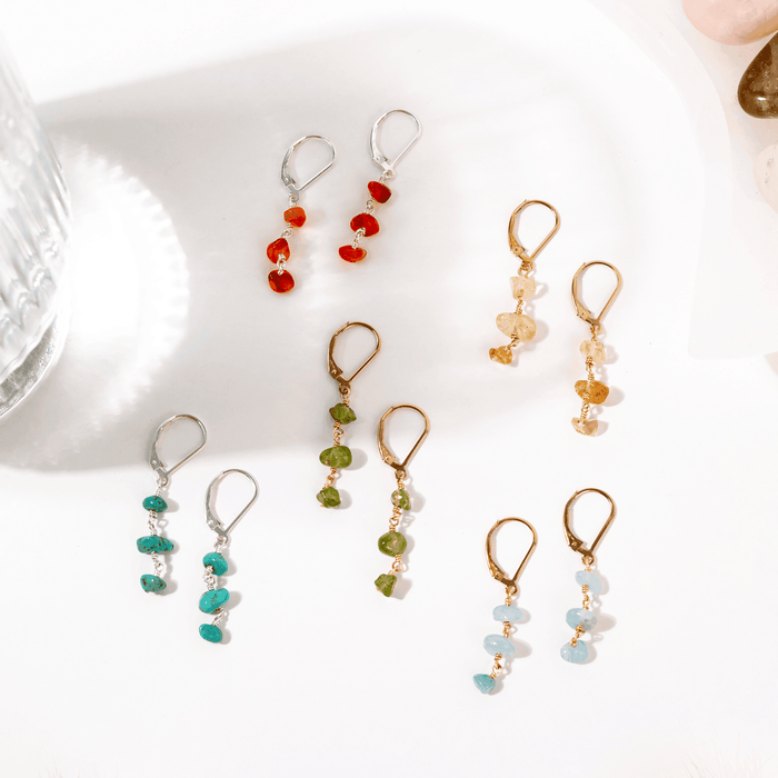 Custom Crystal Beaded Chain Dangle Leverback Earrings - Custom Crystal Beaded Chain Dangle Leverback Earrings - 14k Gold Fill - Luna Tide Handmade Crystal Jewellery