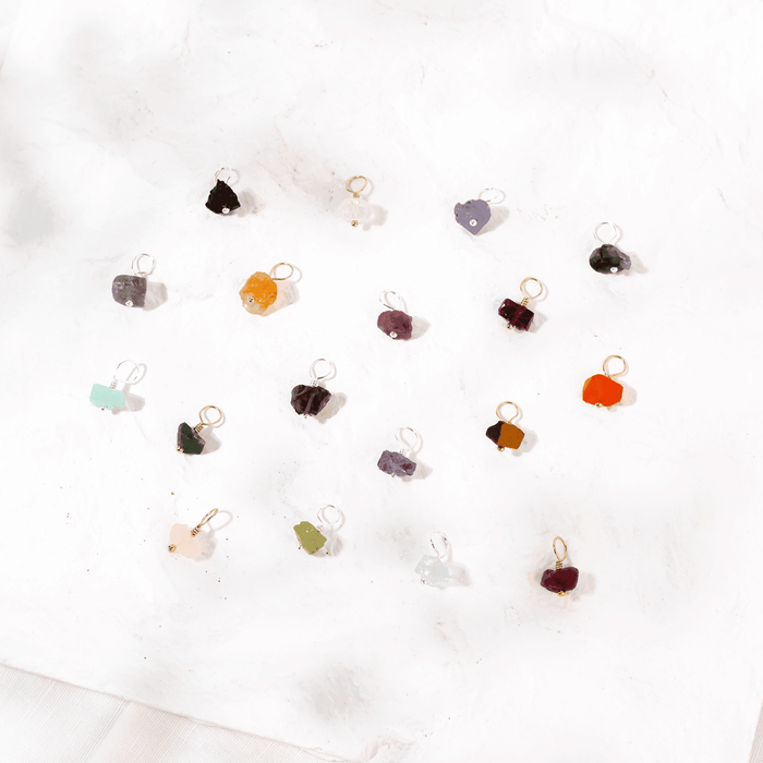 Dainty Raw Crystal Birthstone Charm - Dainty Raw Crystal Birthstone Charm - 14k Gold Fill / Amazonite - Luna Tide Handmade Crystal Jewellery