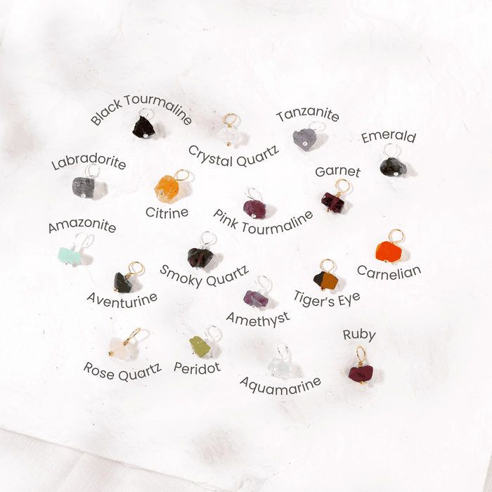 Dainty Raw Crystal Birthstone Charm - Dainty Raw Crystal Birthstone Charm - 14k Gold Fill / Amazonite - Luna Tide Handmade Crystal Jewellery