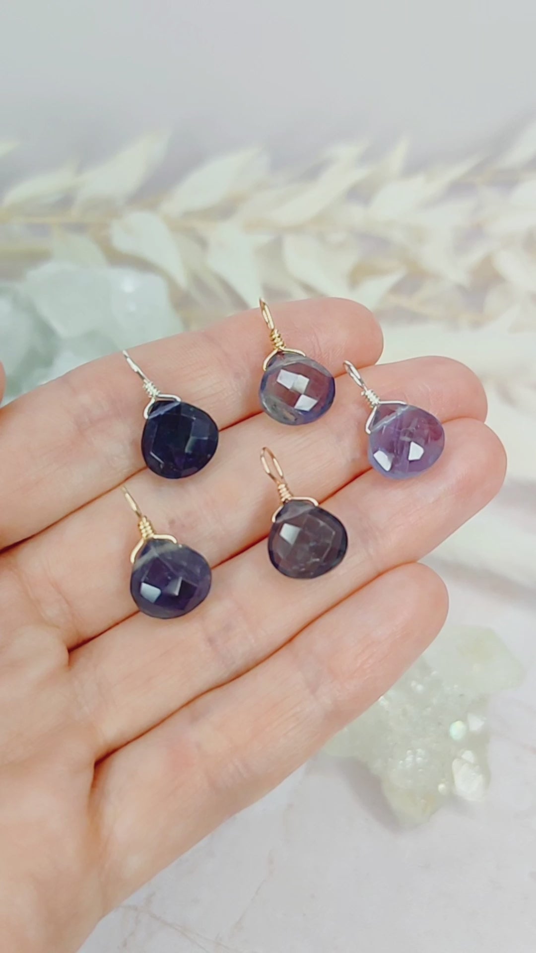 Tiny Iolite Teardrop Gemstone Pendant