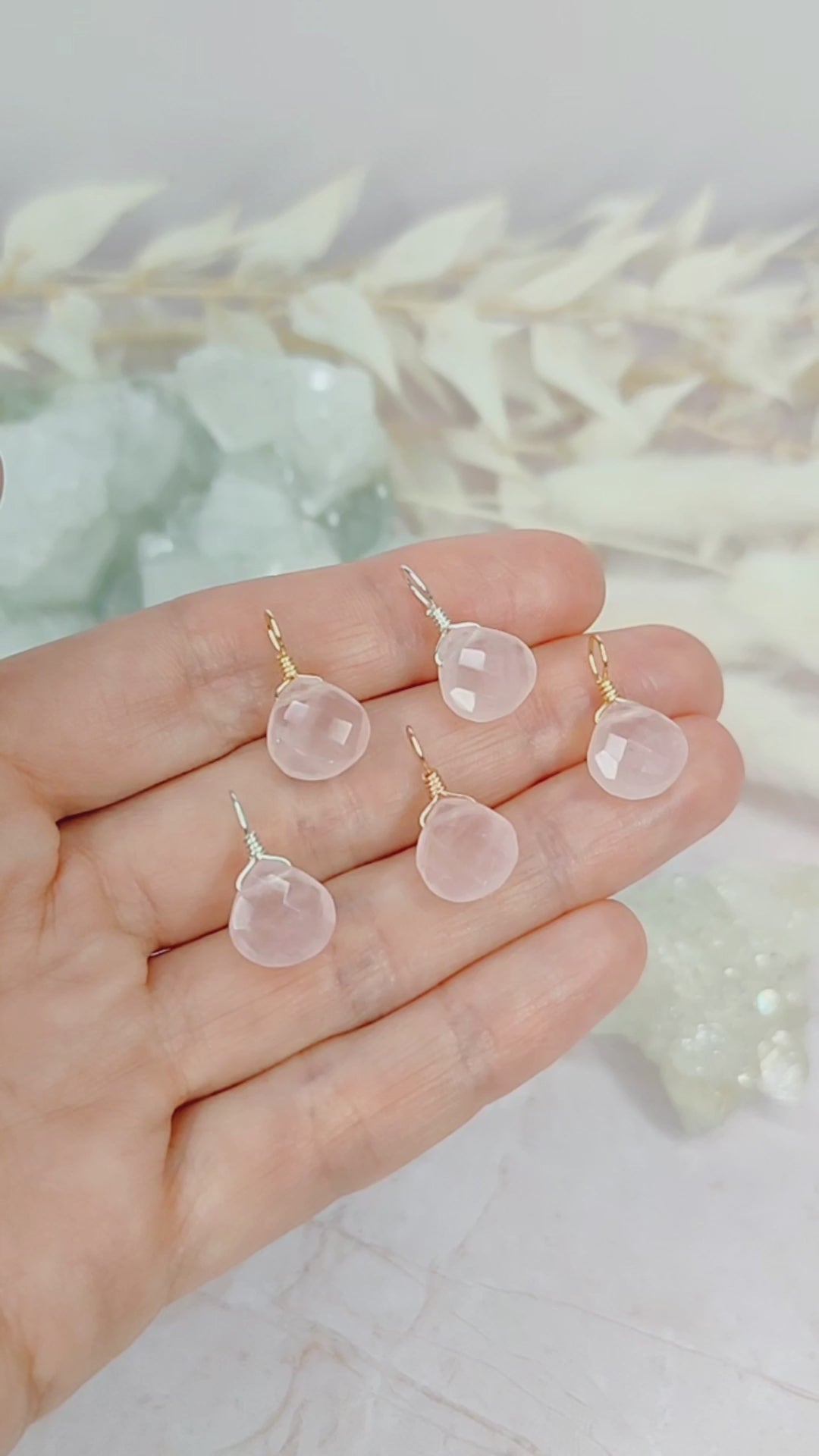 Tiny Rose Quartz Teardrop Gemstone Pendant