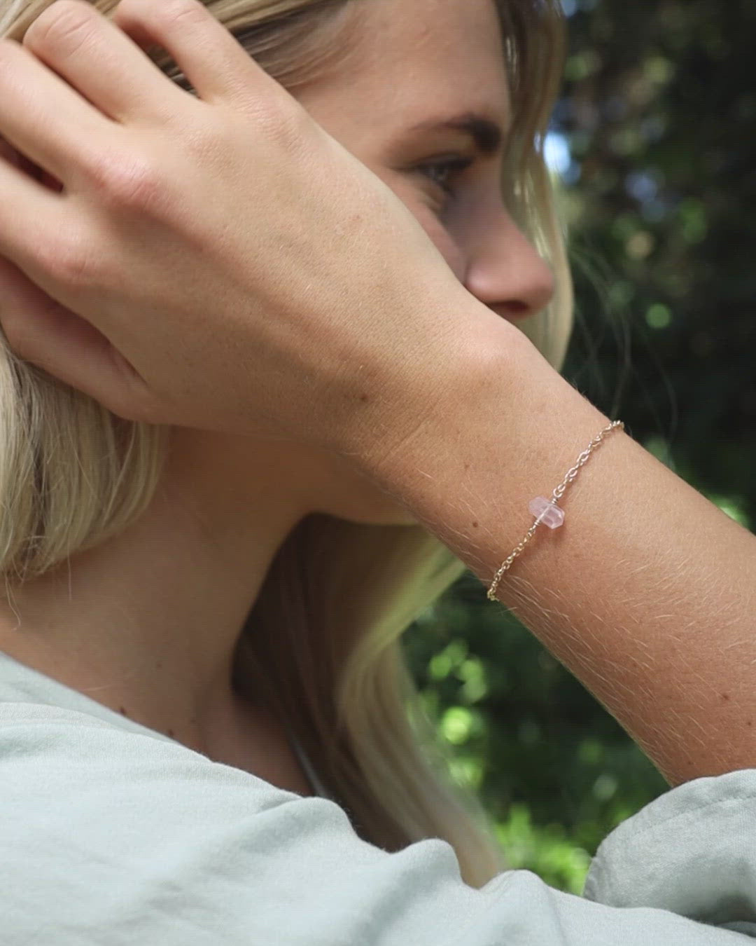 Rose Quartz Double Terminated Mini Crystal Point Bracelet