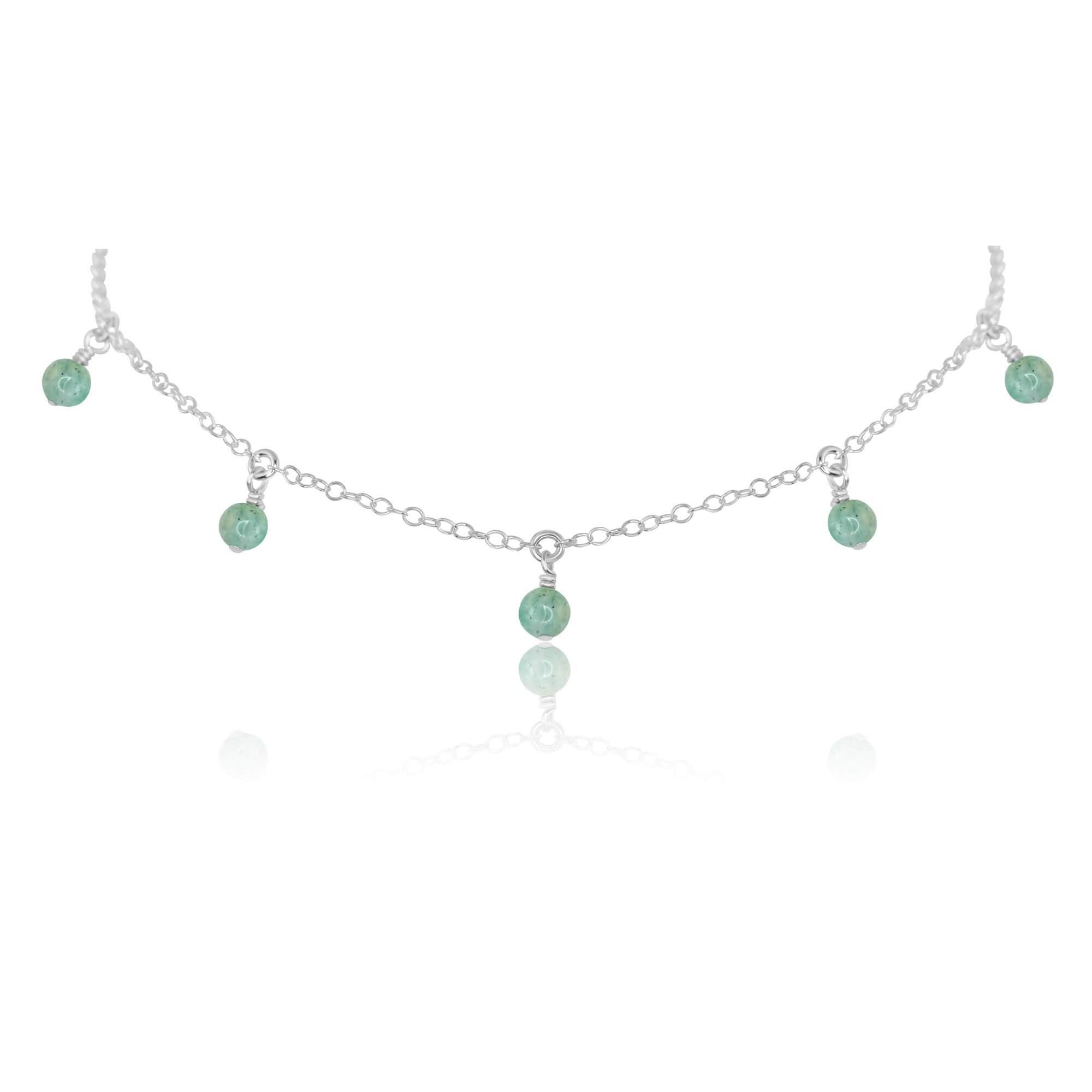 Amazonite Bead Drop Choker - Amazonite Bead Drop Choker - Sterling Silver - Luna Tide Handmade Crystal Jewellery