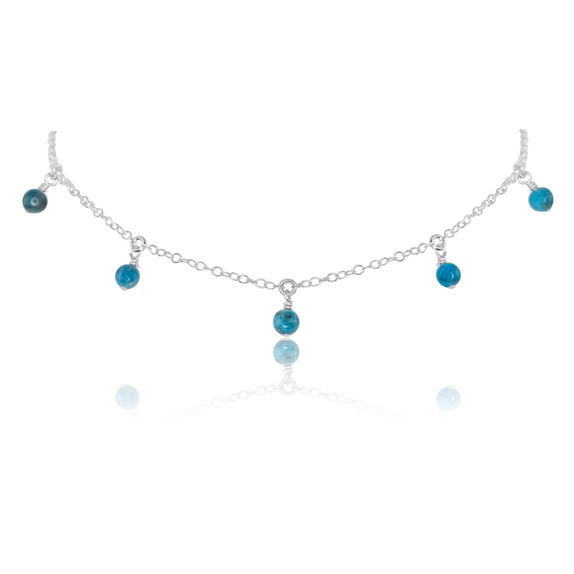 Bead Drop Choker - Apatite - Sterling Silver - Luna Tide Handmade Jewellery