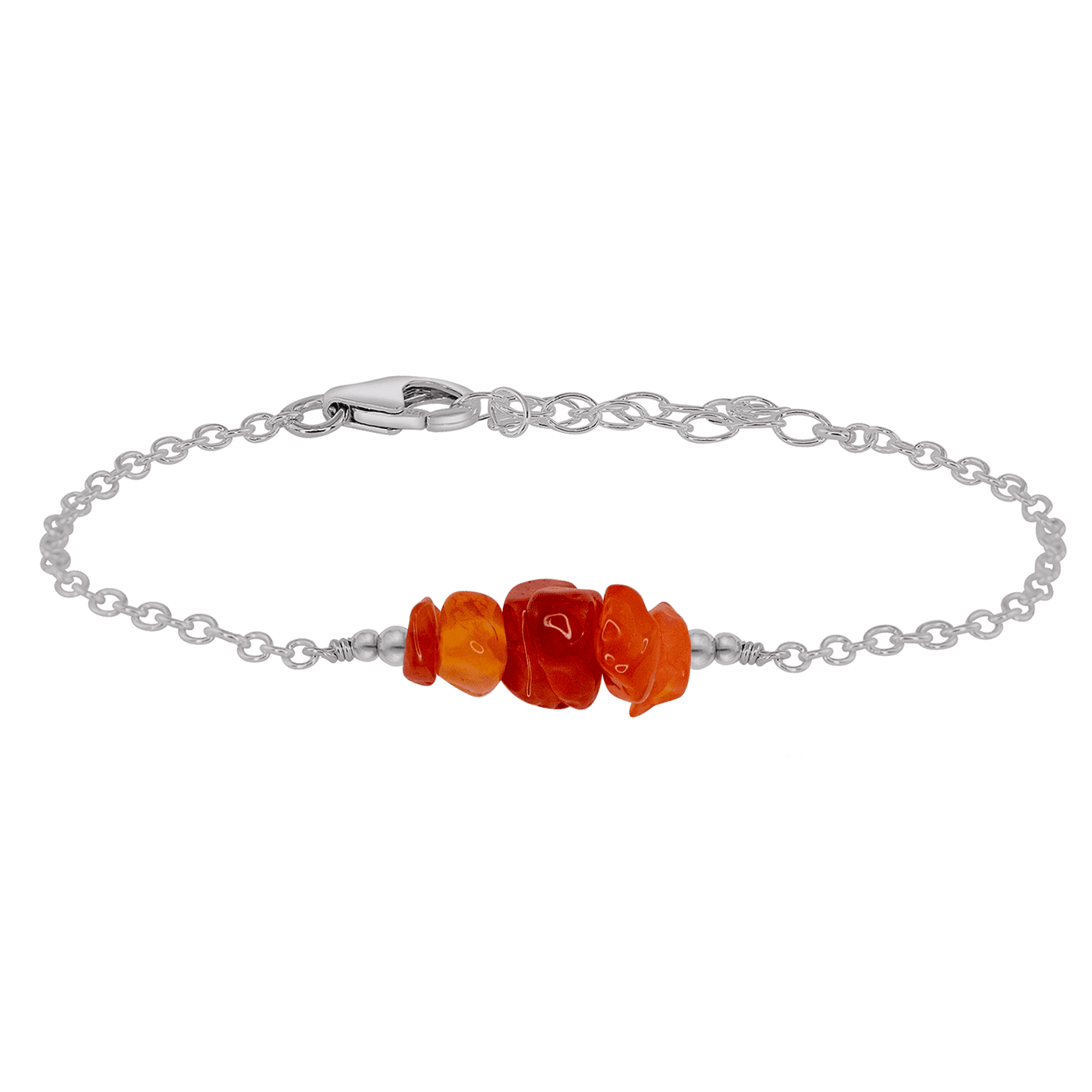 Carnelian Chip Bead Bar Bracelet - Carnelian Chip Bead Bar Bracelet - Stainless Steel - Luna Tide Handmade Crystal Jewellery