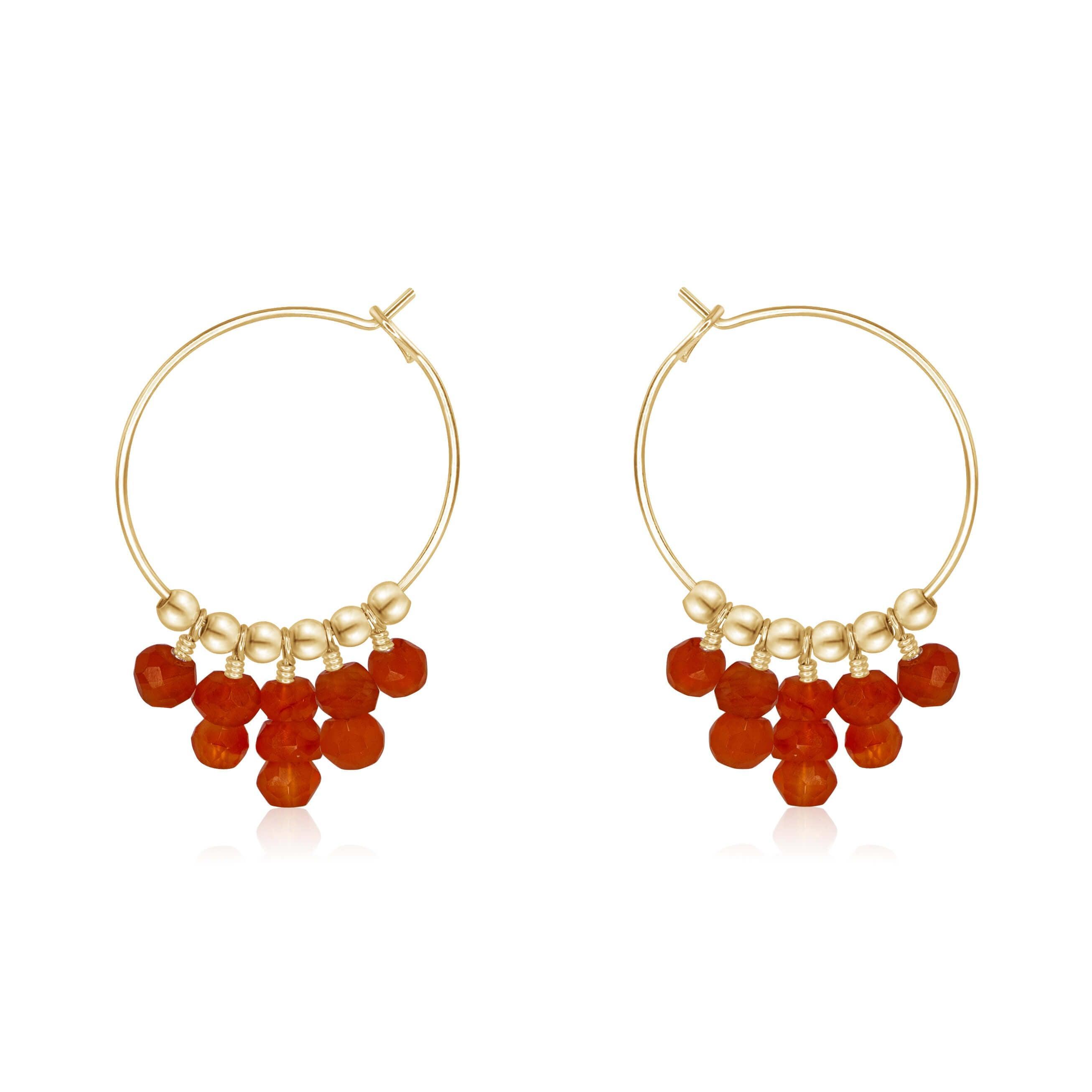 Carnelian Statement Hoop Earrings - Carnelian Statement Hoop Earrings - 14k Gold Fill - Luna Tide Handmade Crystal Jewellery