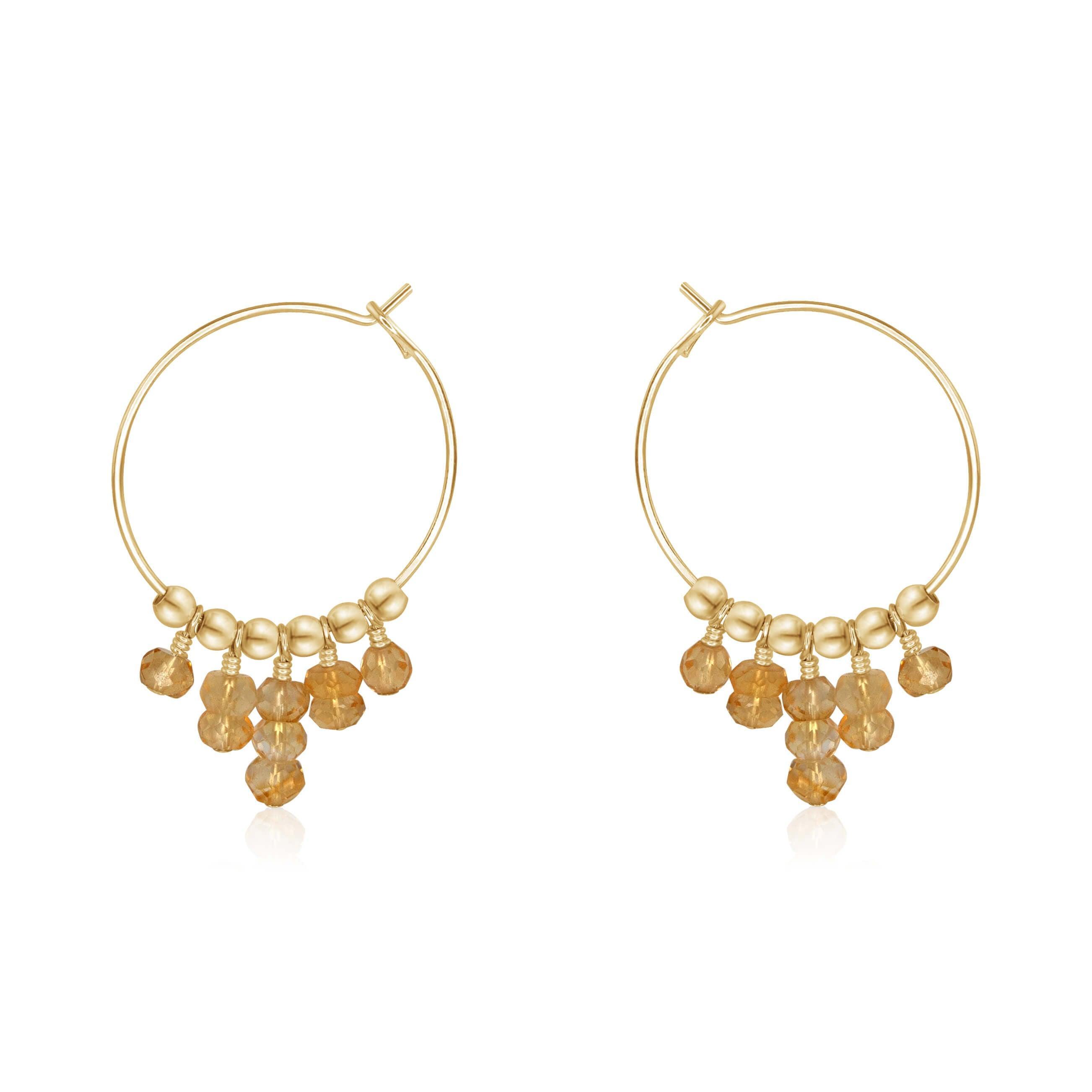 Citrine Statement Hoop Earrings - Citrine Statement Hoop Earrings - 14k Gold Fill - Luna Tide Handmade Crystal Jewellery