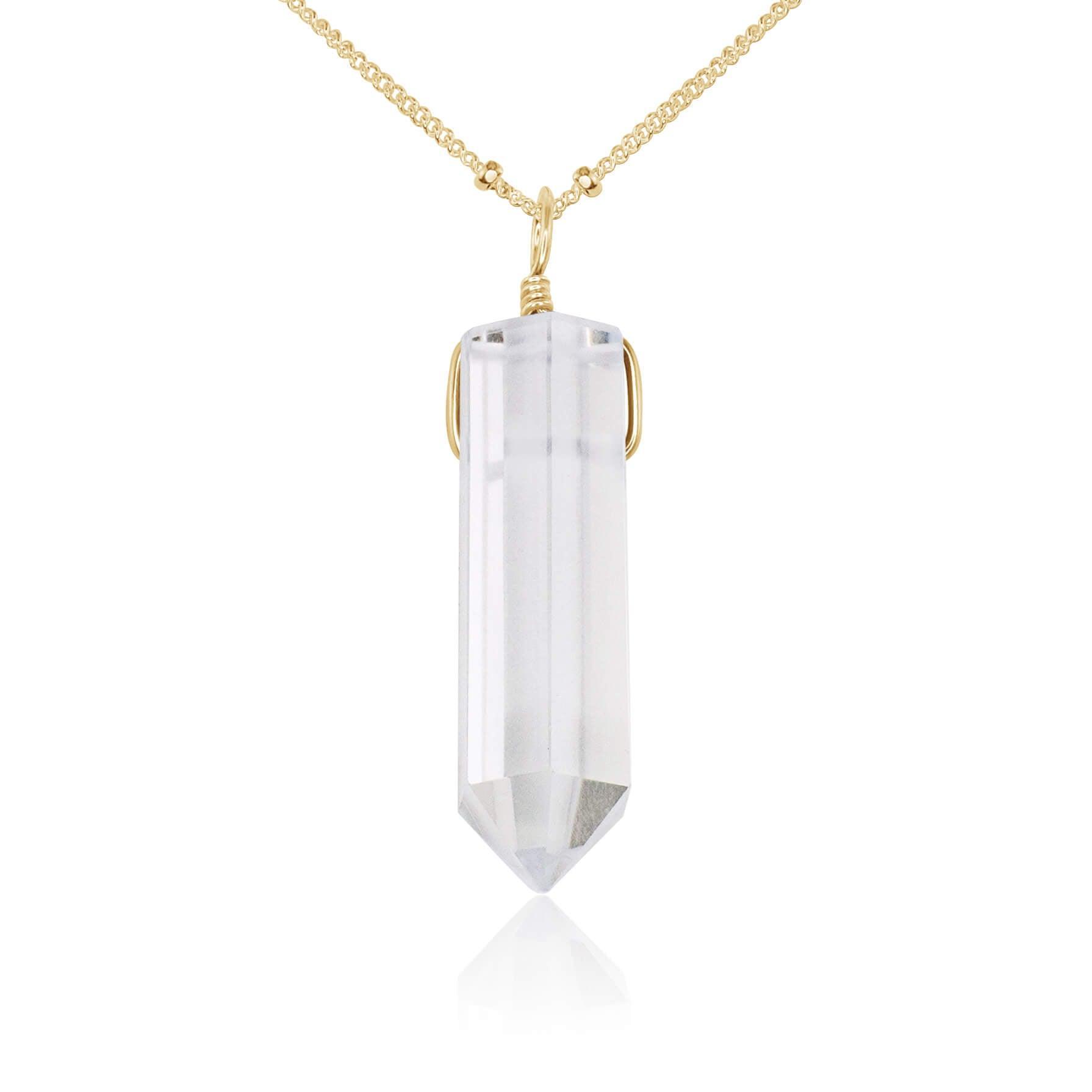 Crystal Quartz Generator Point Pendant Necklace - Crystal Quartz Generator Point Pendant Necklace - 14k Gold Fill / Satellite - Luna Tide Handmade Crystal Jewellery