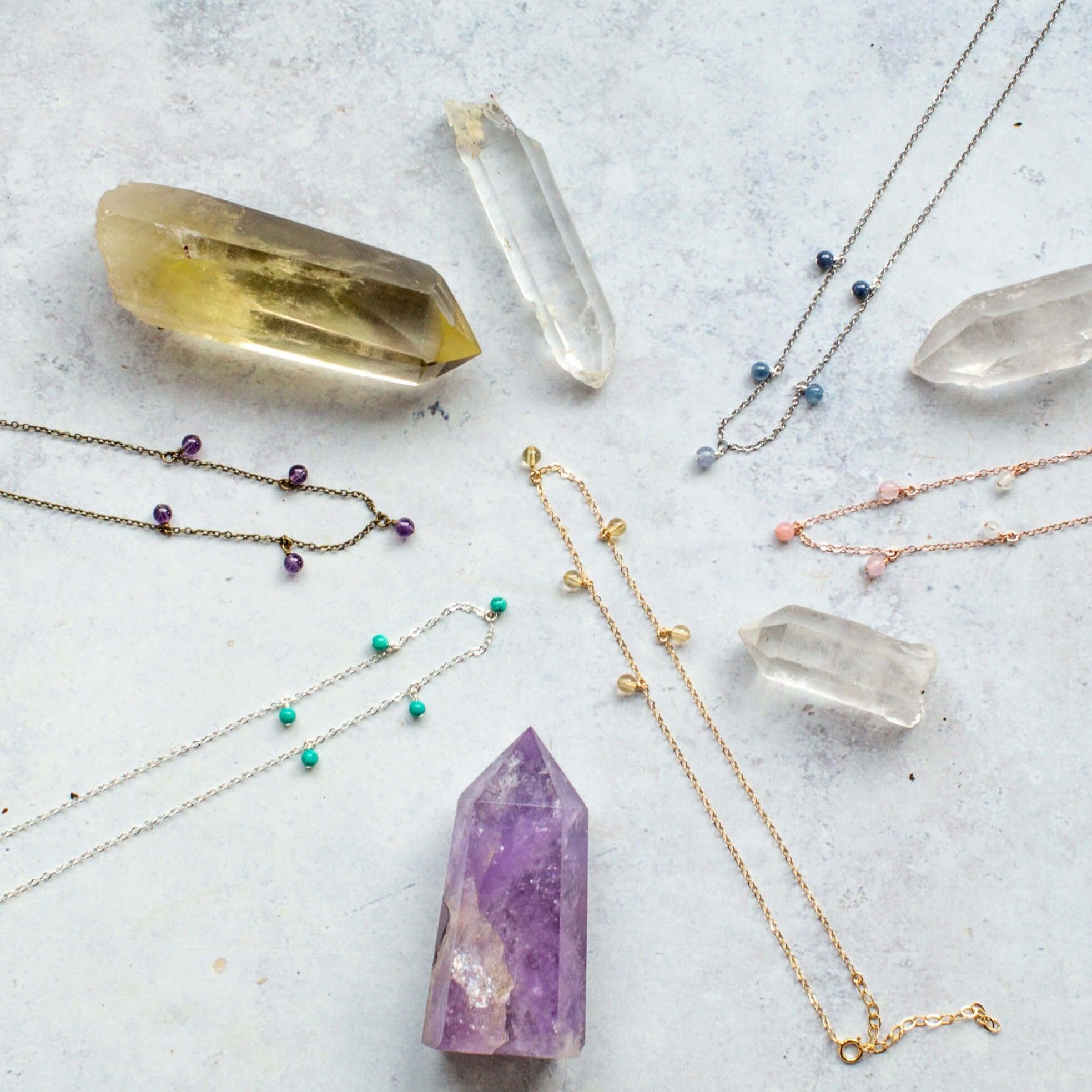 Bead Drop Anklet - Bronze - 14K Gold Fill - Sterling Silver - Stainless Steel - 14K Rose Gold Fill - Luna Tide Handmade Jewellery