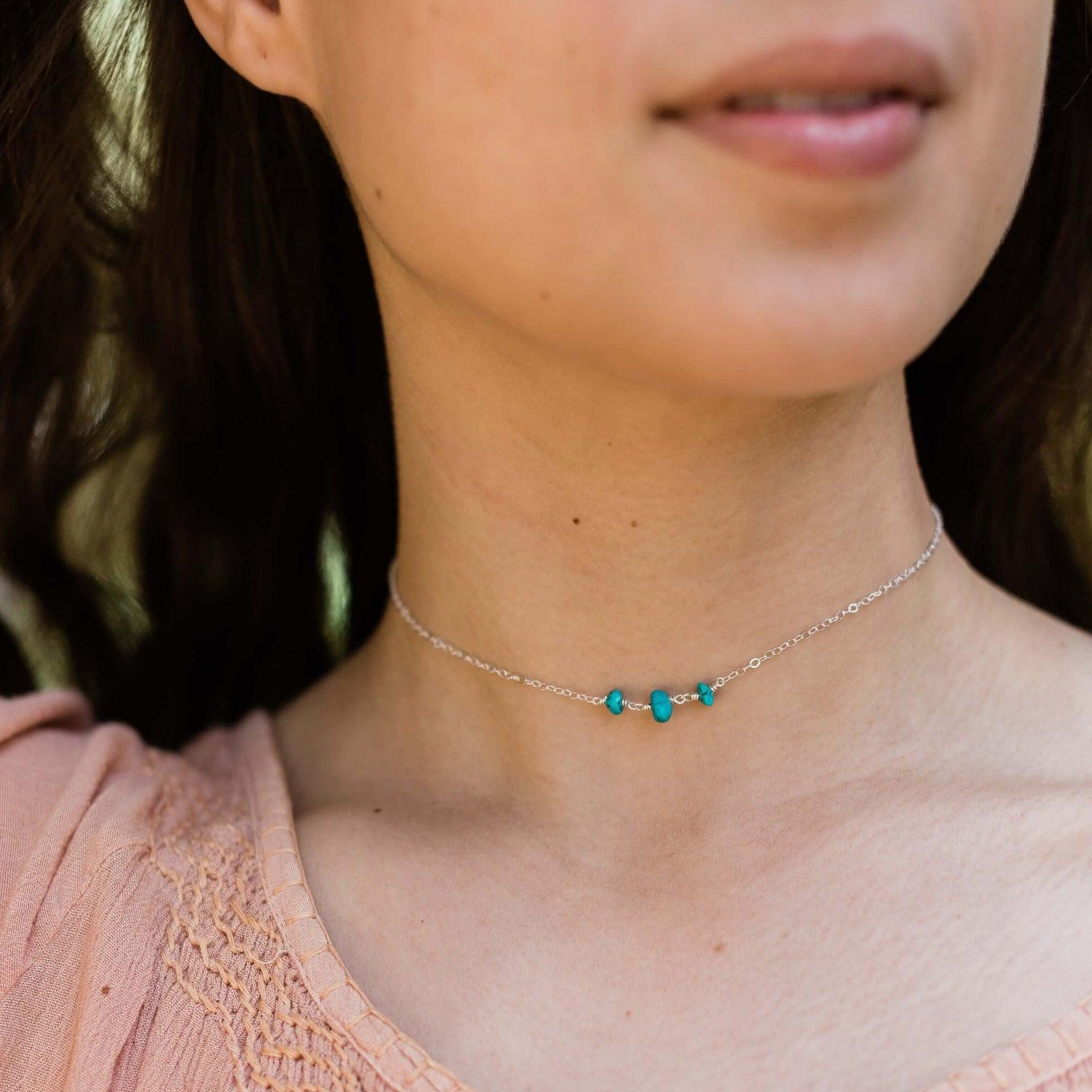 Beaded Chain Choker - Sterling Silver - Luna Tide Handmade Jewellery