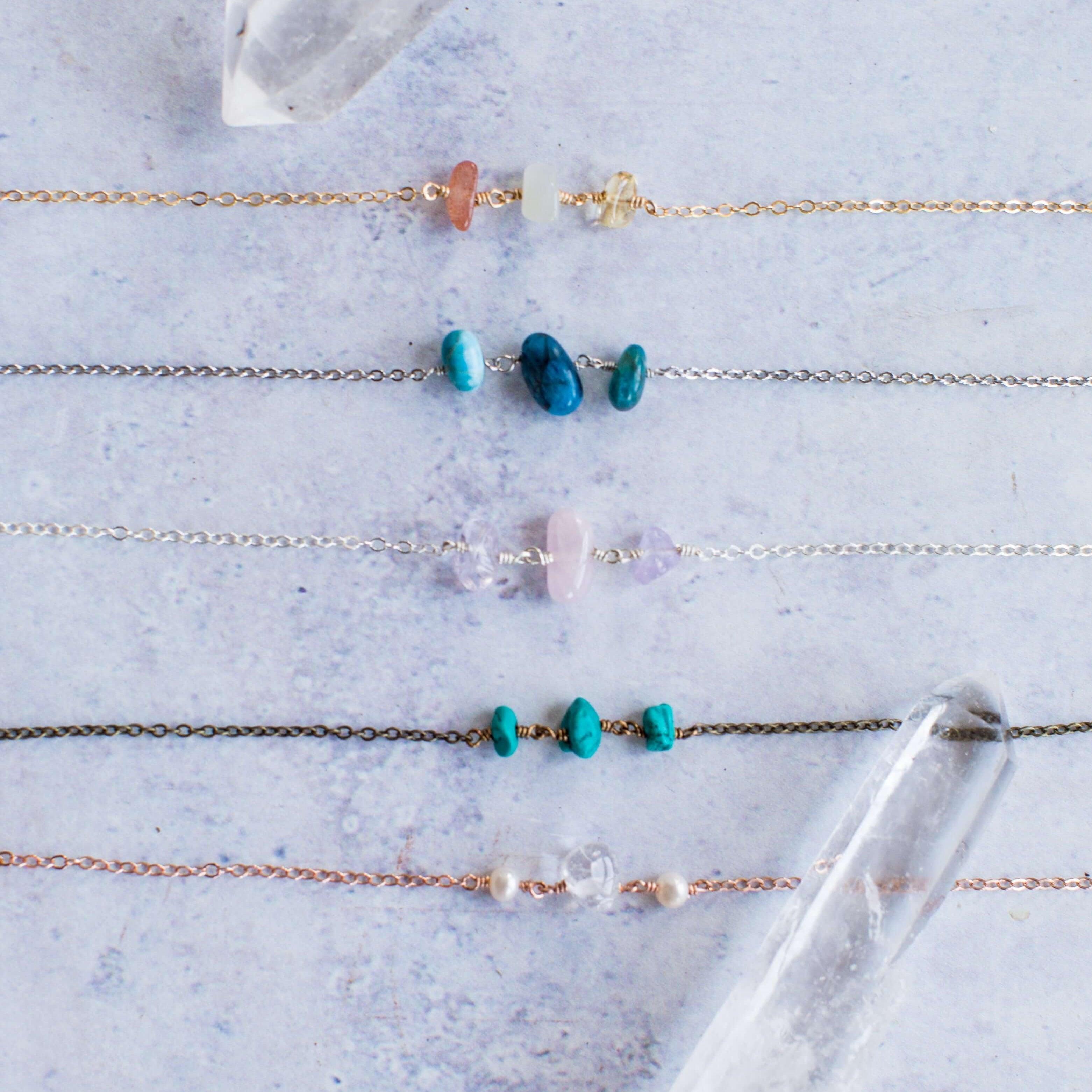 Beaded Chain Choker - Bronze - 14K Gold Fill - Sterling Silver - Stainless Steel - 14K Rose Gold Fill - Luna Tide Handmade Jewellery