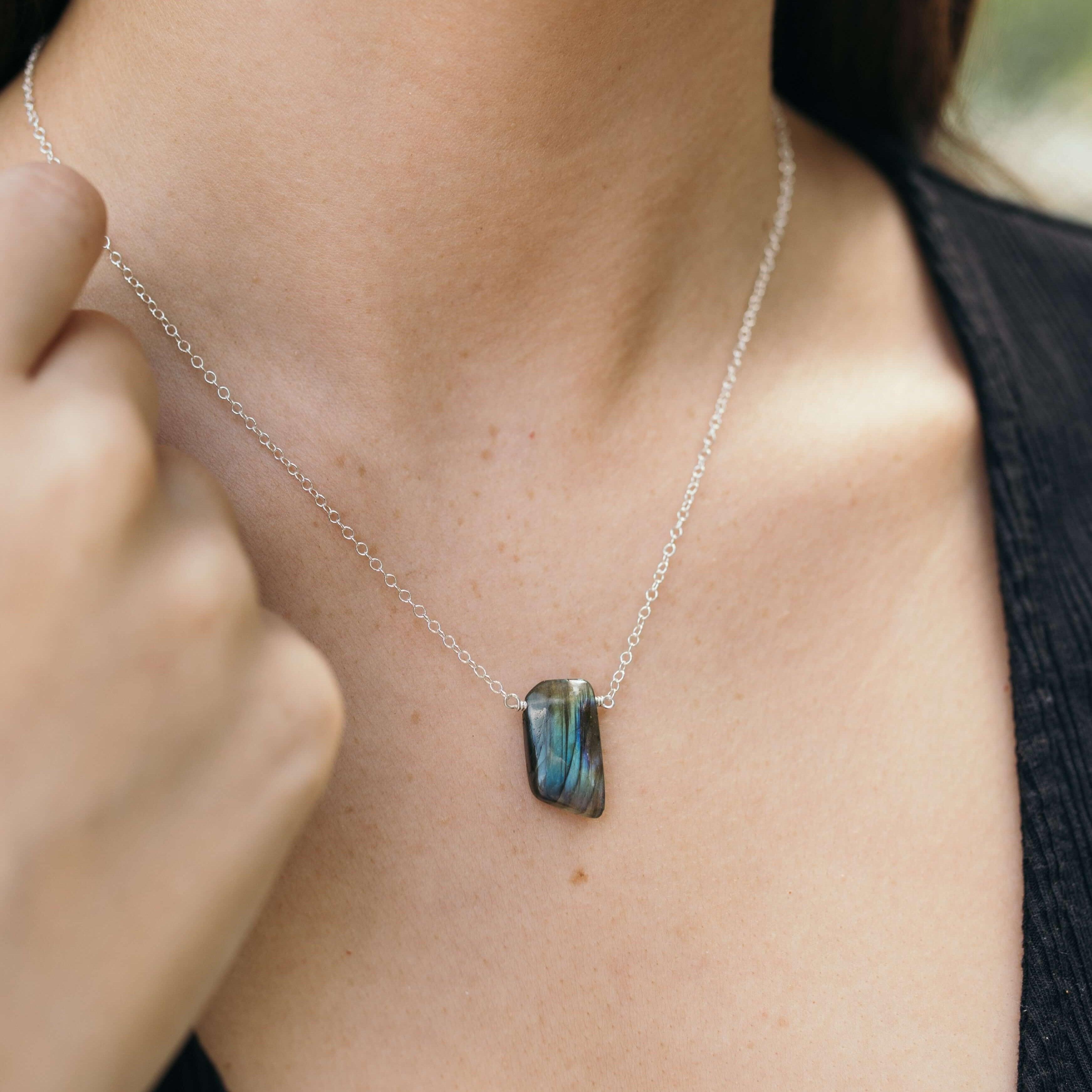 Small Smooth Slab Point Necklace - Sterling Silver - Luna Tide Handmade Jewellery