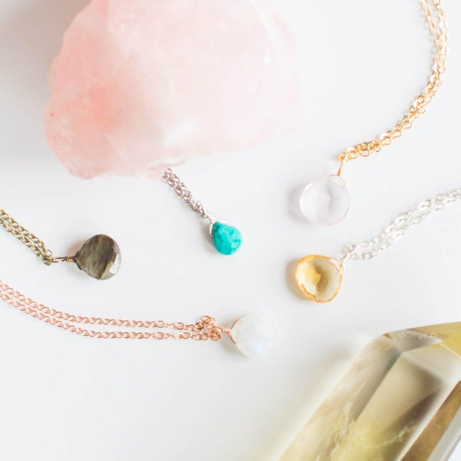 Teardrop Necklace - Bronze - 14K Gold Fill - Sterling Silver - Stainless Steel - 14K Rose Gold Fill - Luna Tide Handmade Jewellery