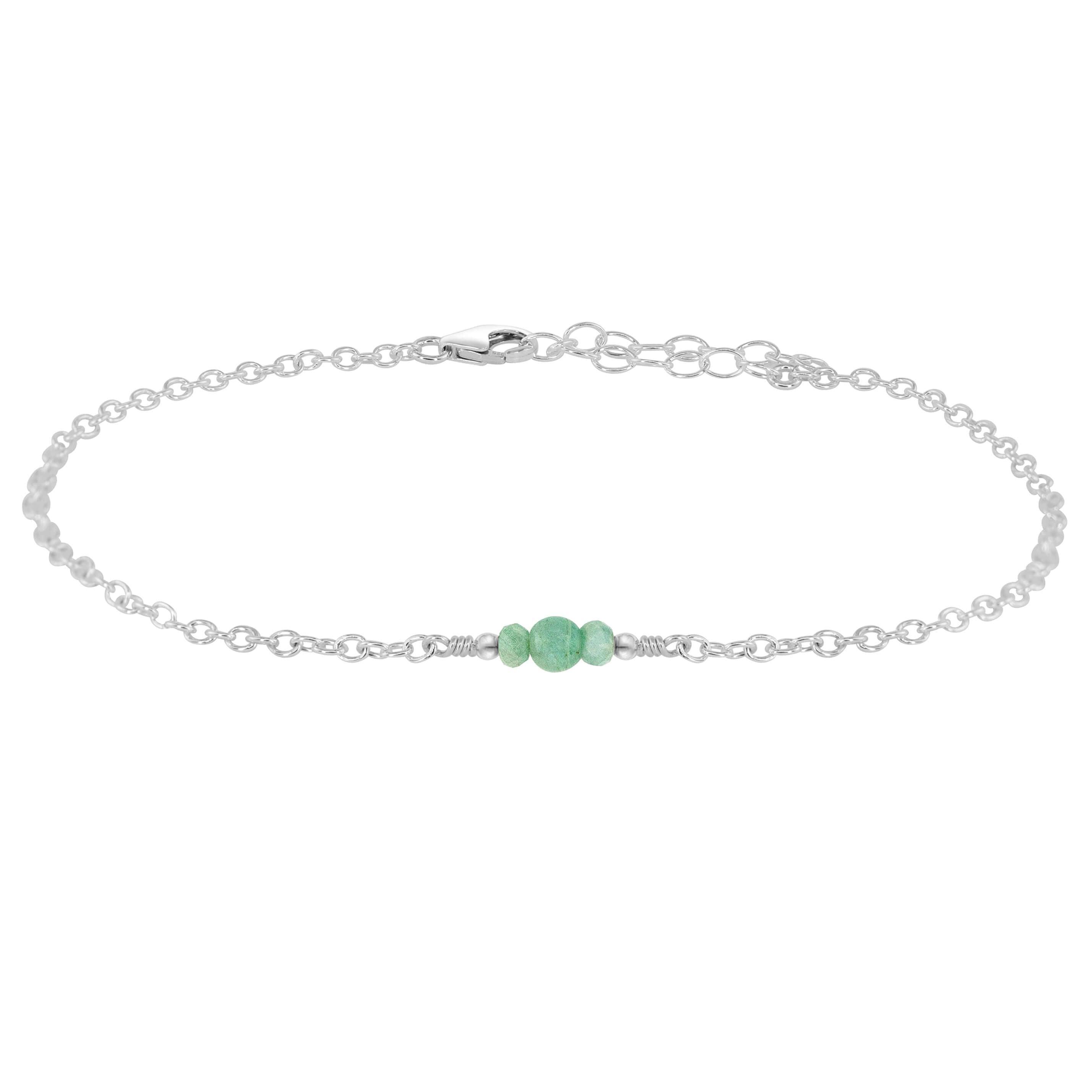 Dainty Amazonite Gemstone Anklet - Dainty Amazonite Gemstone Anklet - Sterling Silver - Luna Tide Handmade Crystal Jewellery