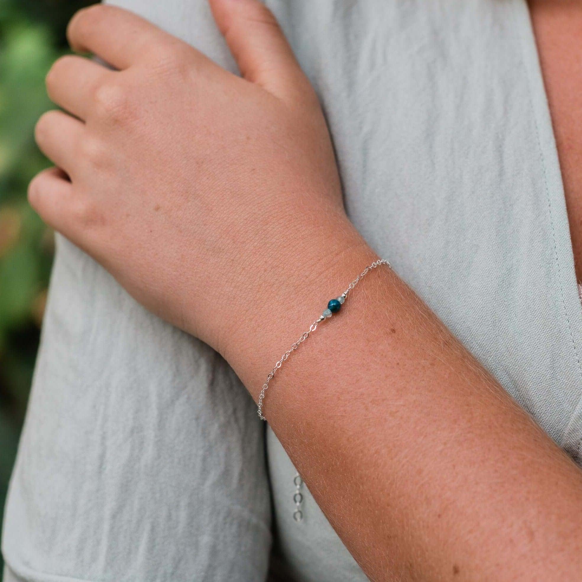 Dainty Apatite Gemstone Bracelet - Dainty Apatite Gemstone Bracelet - 14k Gold Fill - Luna Tide Handmade Crystal Jewellery