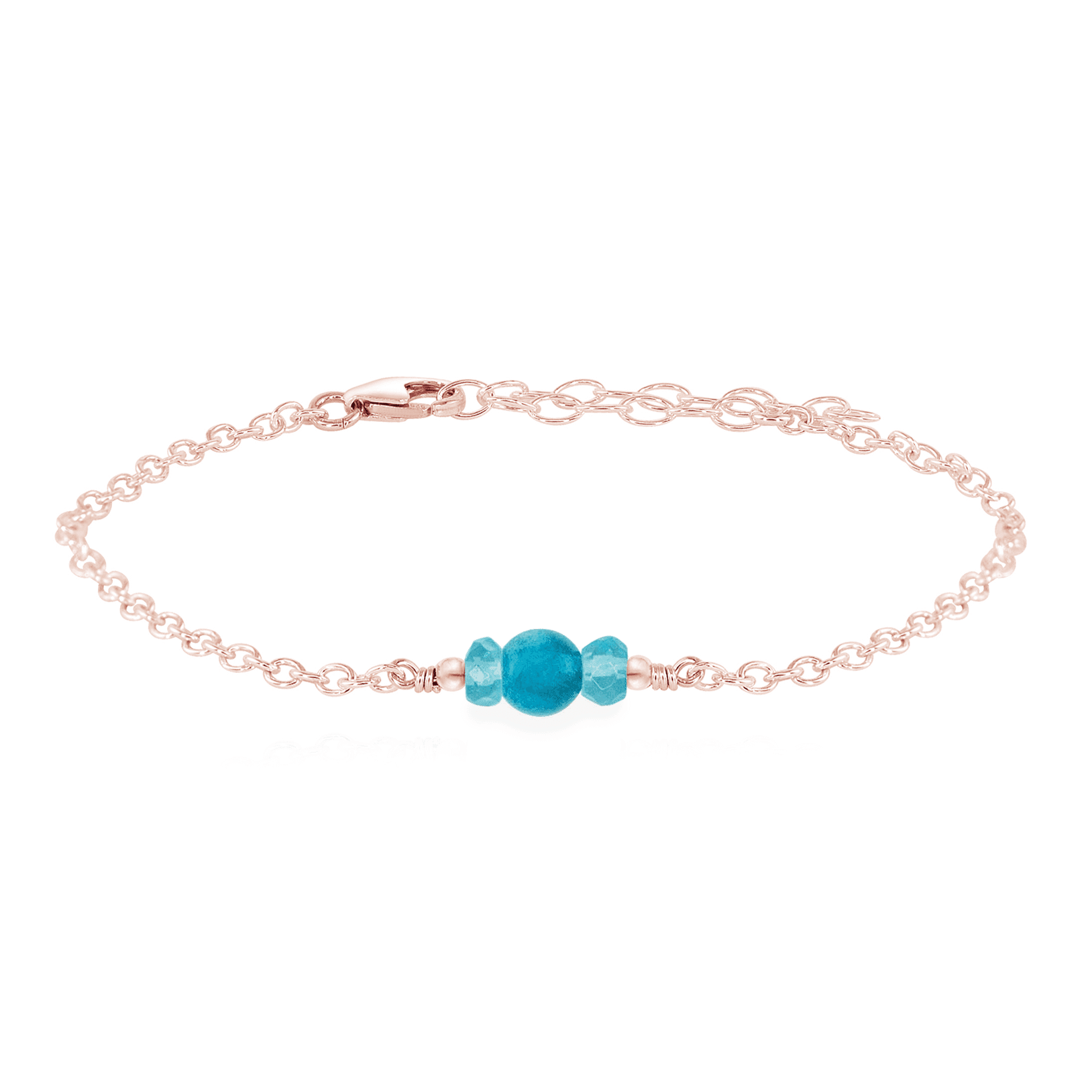 Dainty Apatite Gemstone Bracelet - Dainty Apatite Gemstone Bracelet - 14k Rose Gold Fill - Luna Tide Handmade Crystal Jewellery