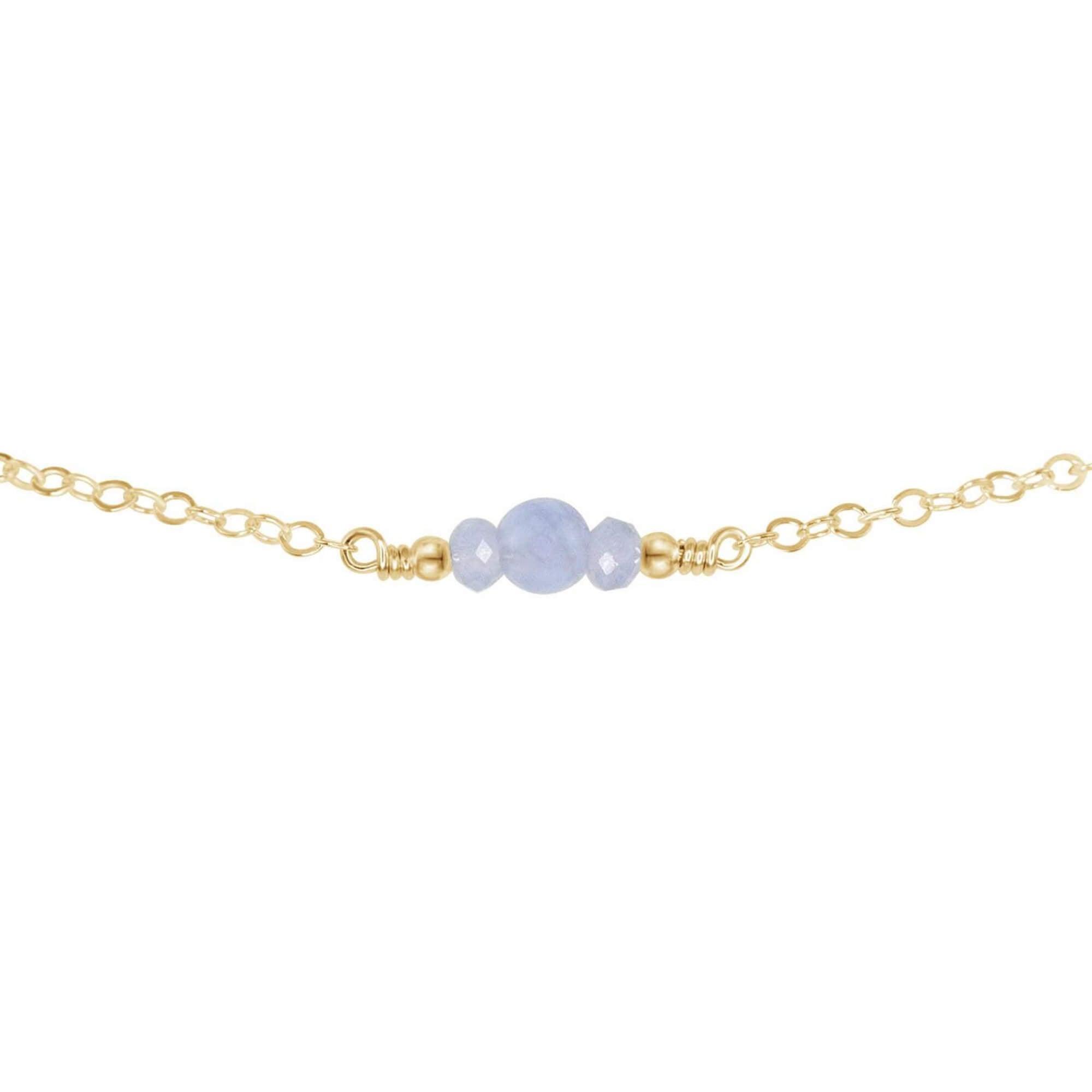 Dainty Blue Lace Agate Gemstone Choker Necklace - Dainty Blue Lace Agate Gemstone Choker Necklace - 14k Gold Fill - Luna Tide Handmade Crystal Jewellery
