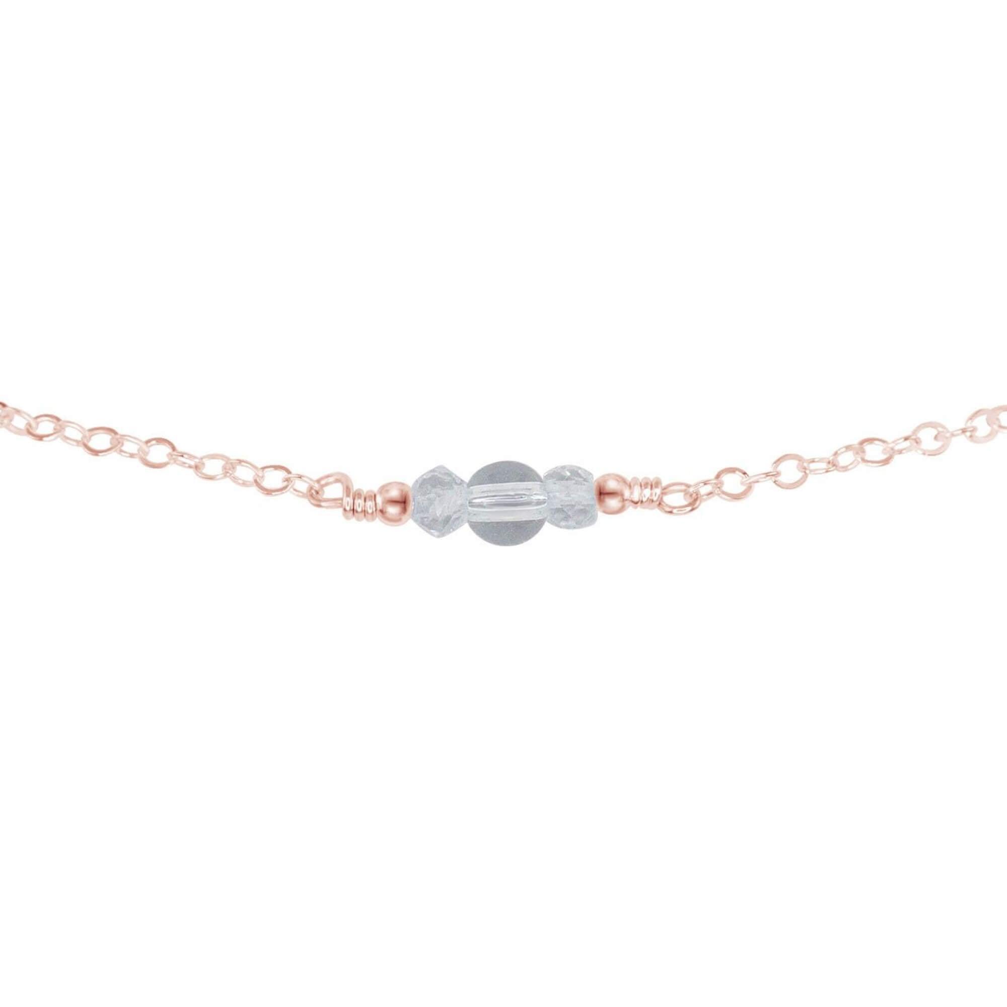 Dainty Crystal Quartz Gemstone Choker Necklace - Dainty Crystal Quartz Gemstone Choker Necklace - 14k Rose Gold Fill - Luna Tide Handmade Crystal Jewellery