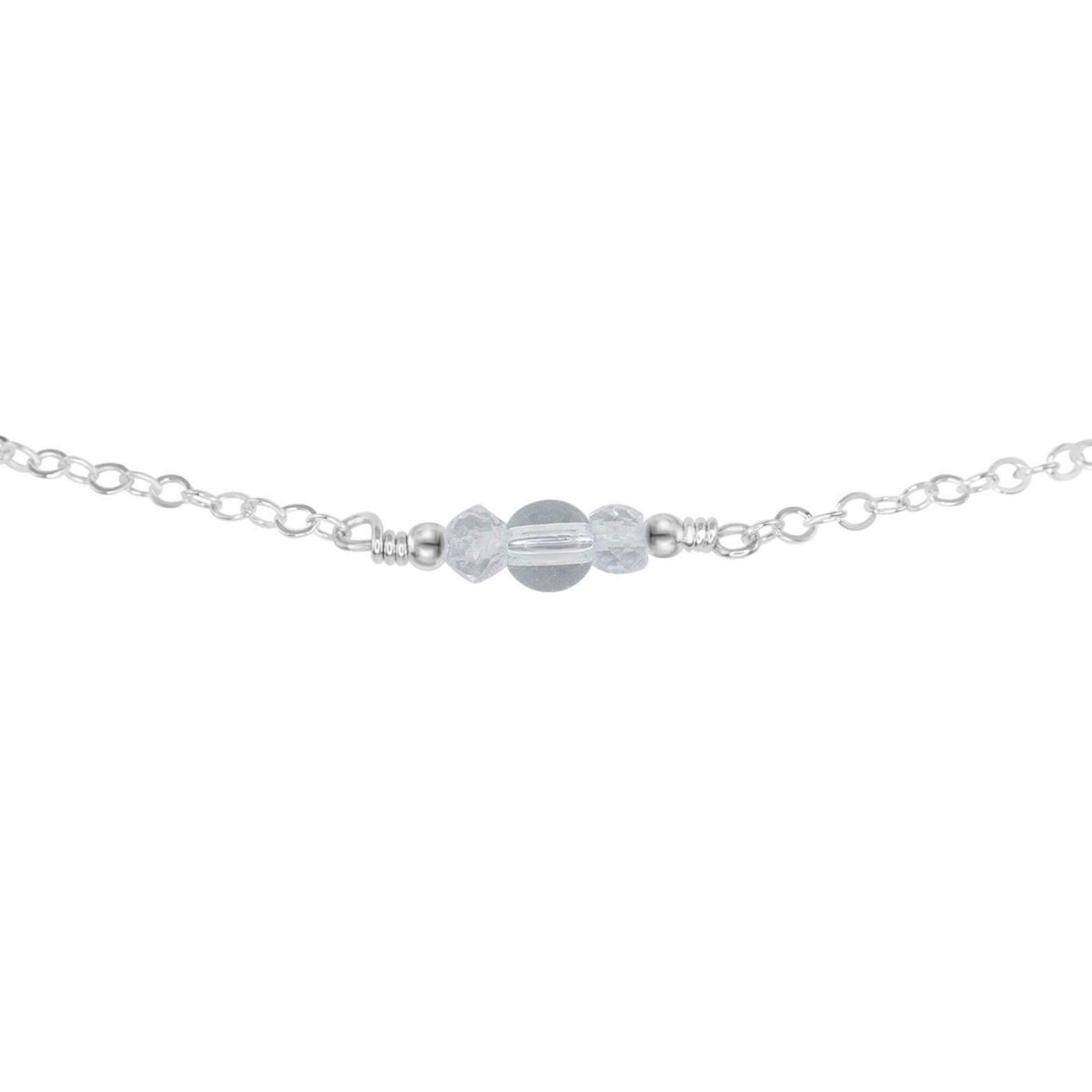 Dainty Crystal Quartz Gemstone Choker Necklace - Dainty Crystal Quartz Gemstone Choker Necklace - Sterling Silver - Luna Tide Handmade Crystal Jewellery