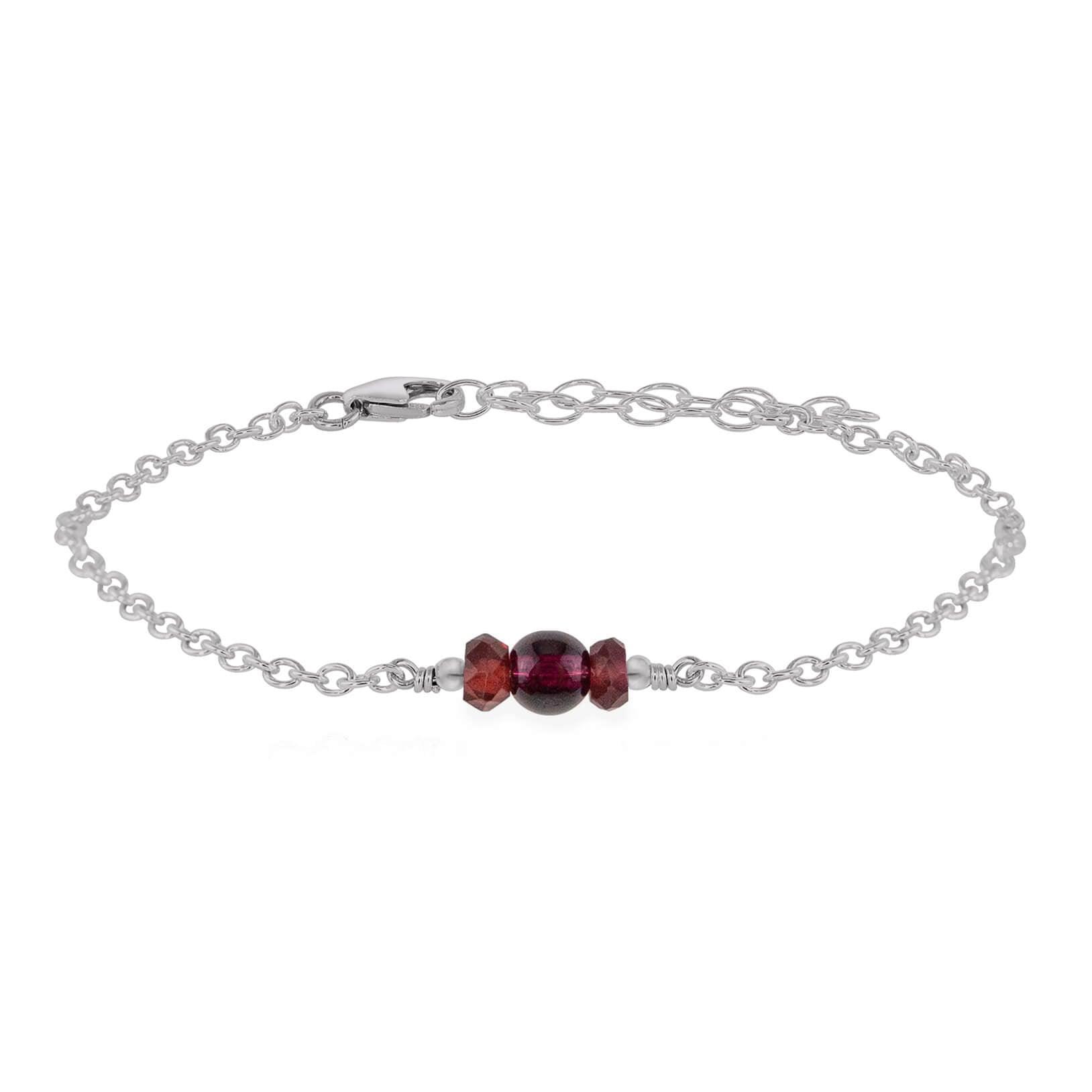 Dainty Garnet Gemstone Bracelet - Dainty Garnet Gemstone Bracelet - Stainless Steel - Luna Tide Handmade Crystal Jewellery