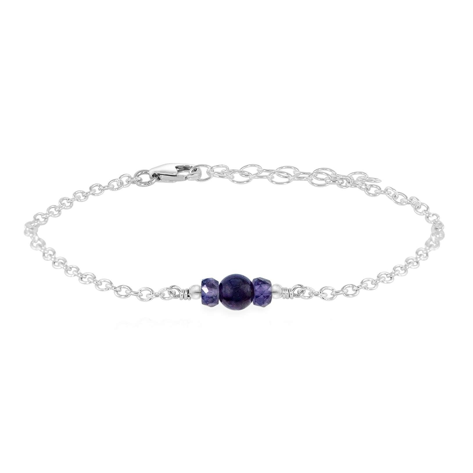 Dainty Iolite Gemstone Bracelet - Dainty Iolite Gemstone Bracelet - Sterling Silver - Luna Tide Handmade Crystal Jewellery
