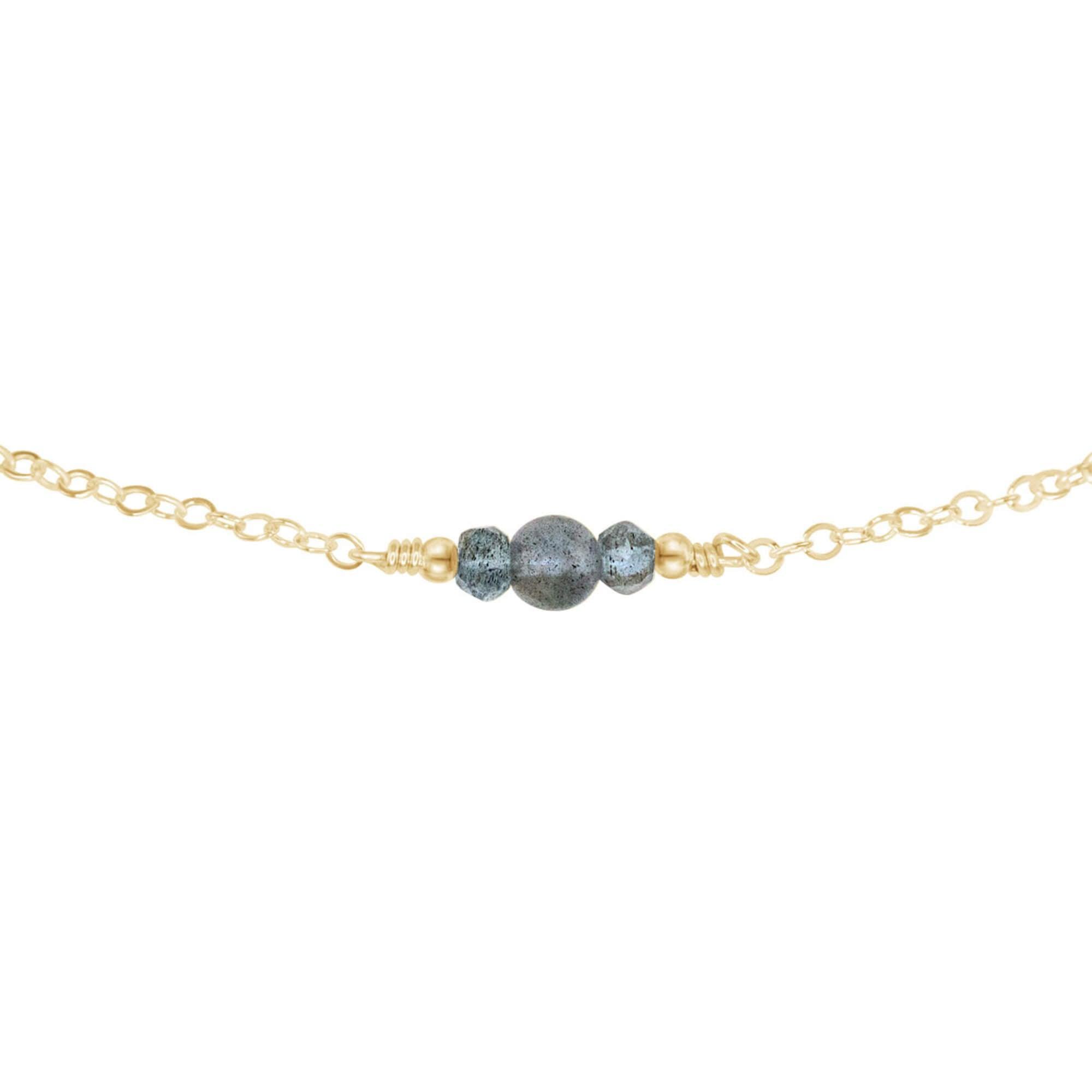 Dainty Labradorite Gemstone Choker Necklace - Dainty Labradorite Gemstone Choker Necklace - 14k Gold Fill - Luna Tide Handmade Crystal Jewellery