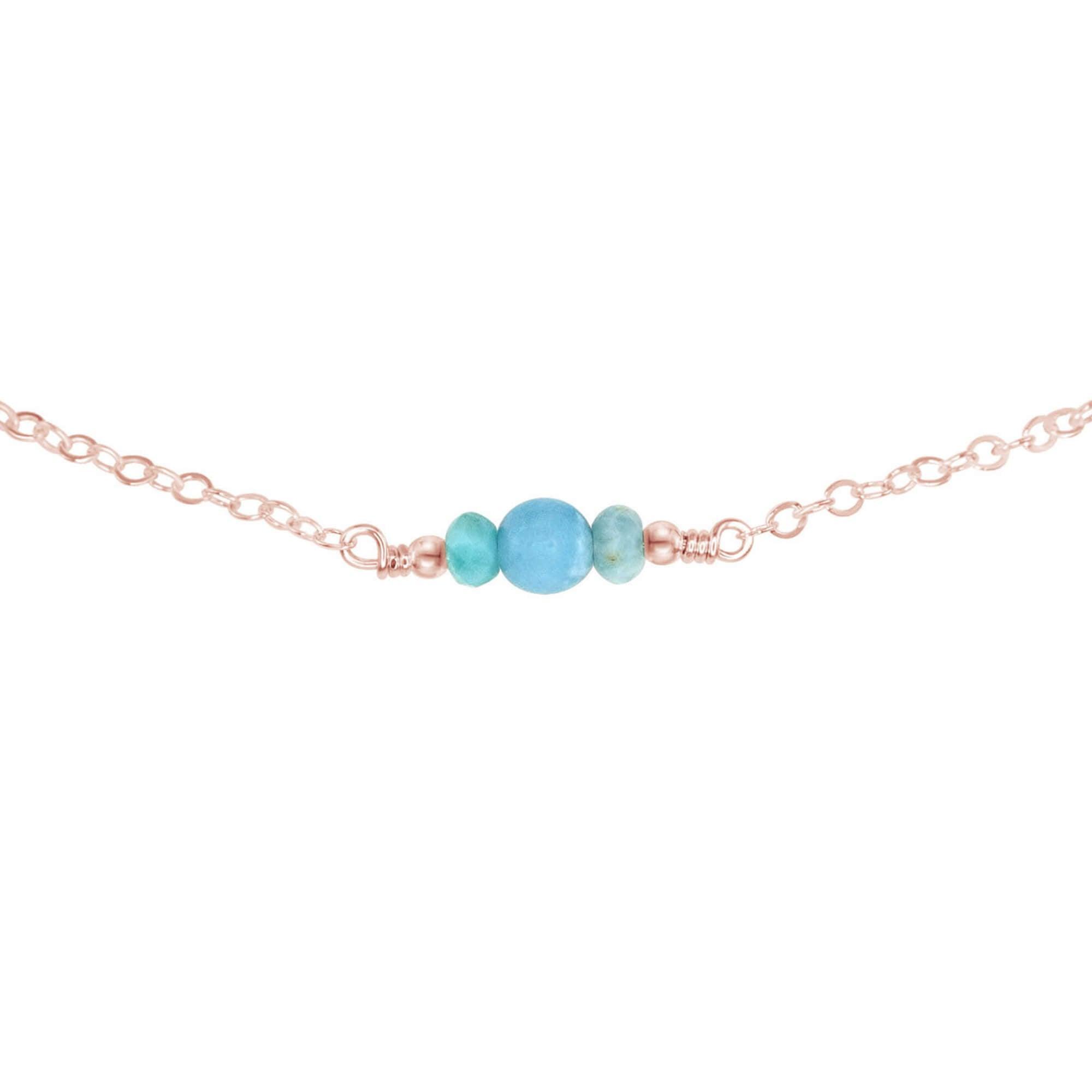 Dainty Larimar Gemstone Choker Necklace - Dainty Larimar Gemstone Choker Necklace - 14k Rose Gold Fill - Luna Tide Handmade Crystal Jewellery
