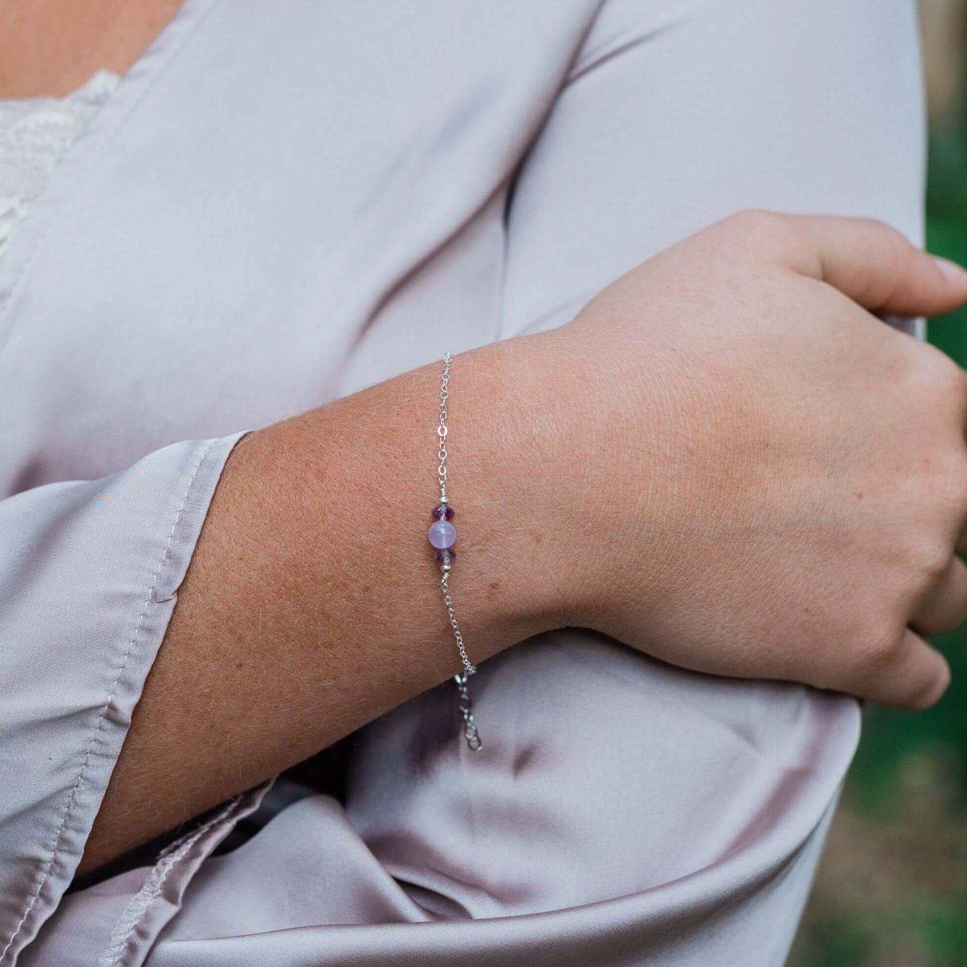 Dainty Lavender Amethyst Gemstone Bracelet - Dainty Lavender Amethyst Gemstone Bracelet - 14k Gold Fill - Luna Tide Handmade Crystal Jewellery