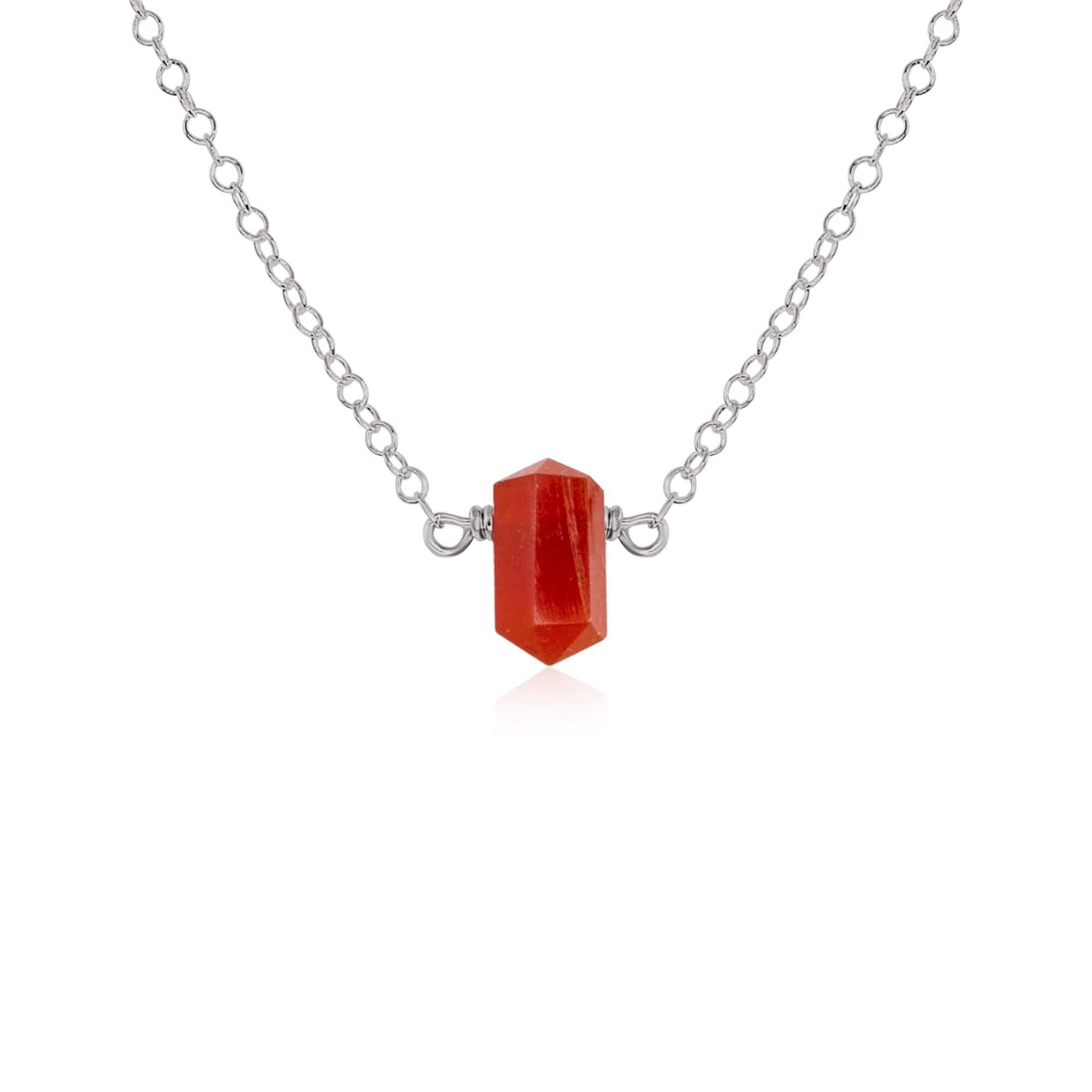 Double Terminated Carnelian Mini Crystal Point Necklace - Double Terminated Carnelian Mini Crystal Point Necklace - Stainless Steel - Luna Tide Handmade Crystal Jewellery