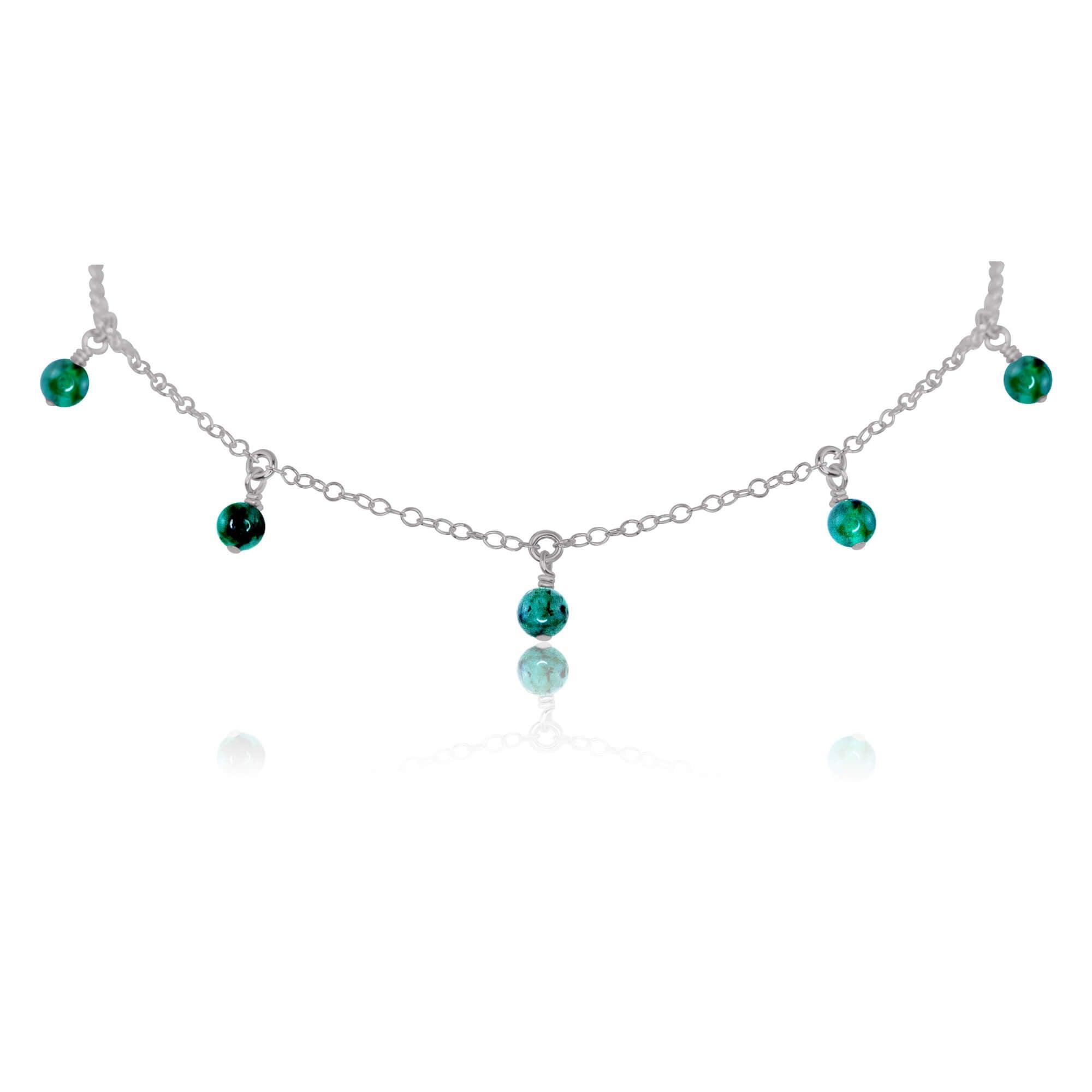 Emerald Bead Drop Choker - Emerald Bead Drop Choker - Stainless Steel - Luna Tide Handmade Crystal Jewellery