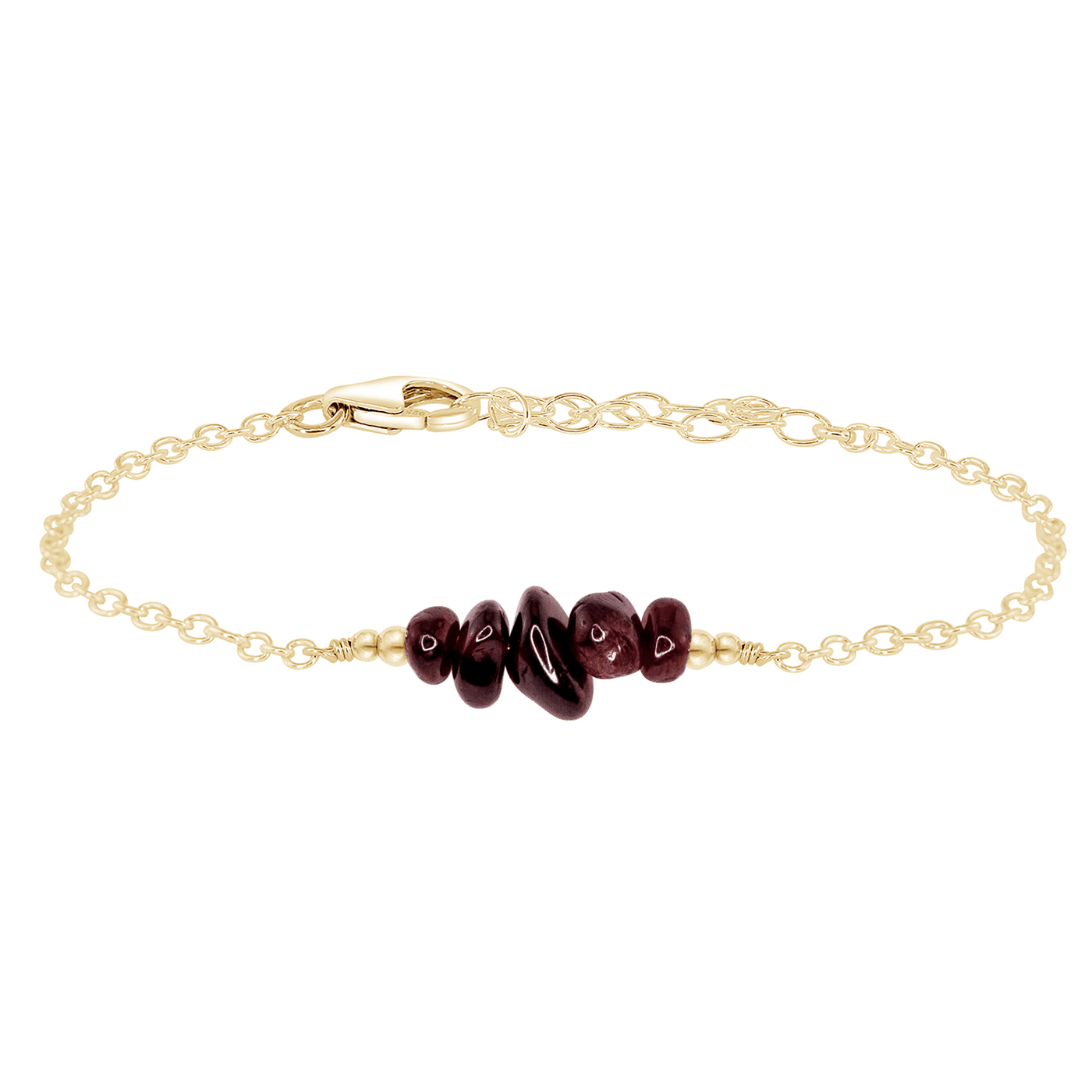 Garnet Chip Bead Bar Bracelet - Garnet Chip Bead Bar Bracelet - 14k Gold Fill - Luna Tide Handmade Crystal Jewellery