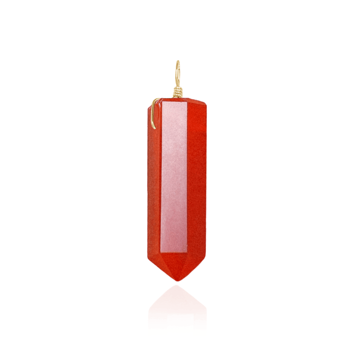 Large Carnelian Crystal Tower Point Generator Pendant - Large Carnelian Crystal Tower Point Generator Pendant - 14k Gold Fill - Luna Tide Handmade Crystal Jewellery