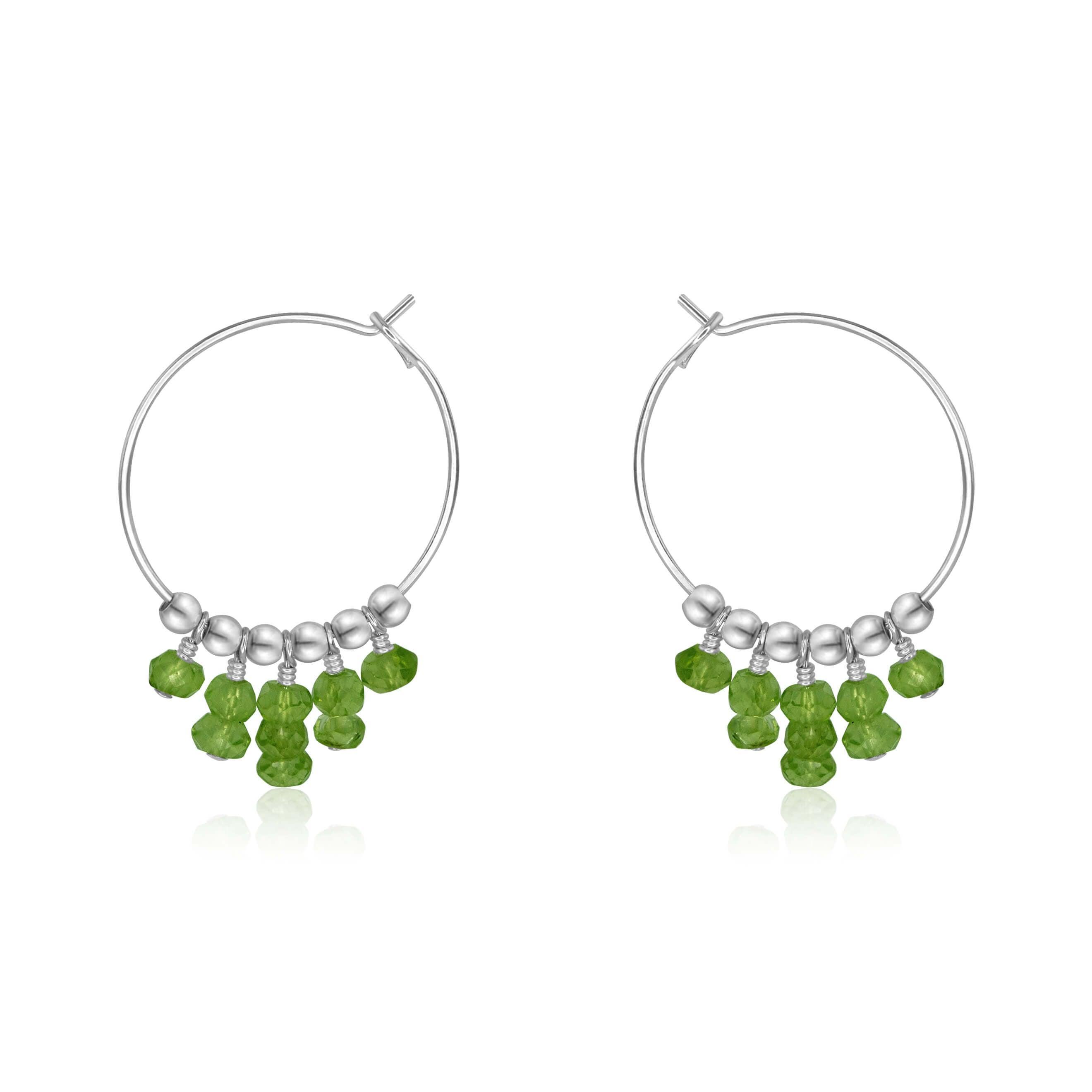 Peridot Statement Hoop Earrings - Peridot Statement Hoop Earrings - Sterling Silver - Luna Tide Handmade Crystal Jewellery