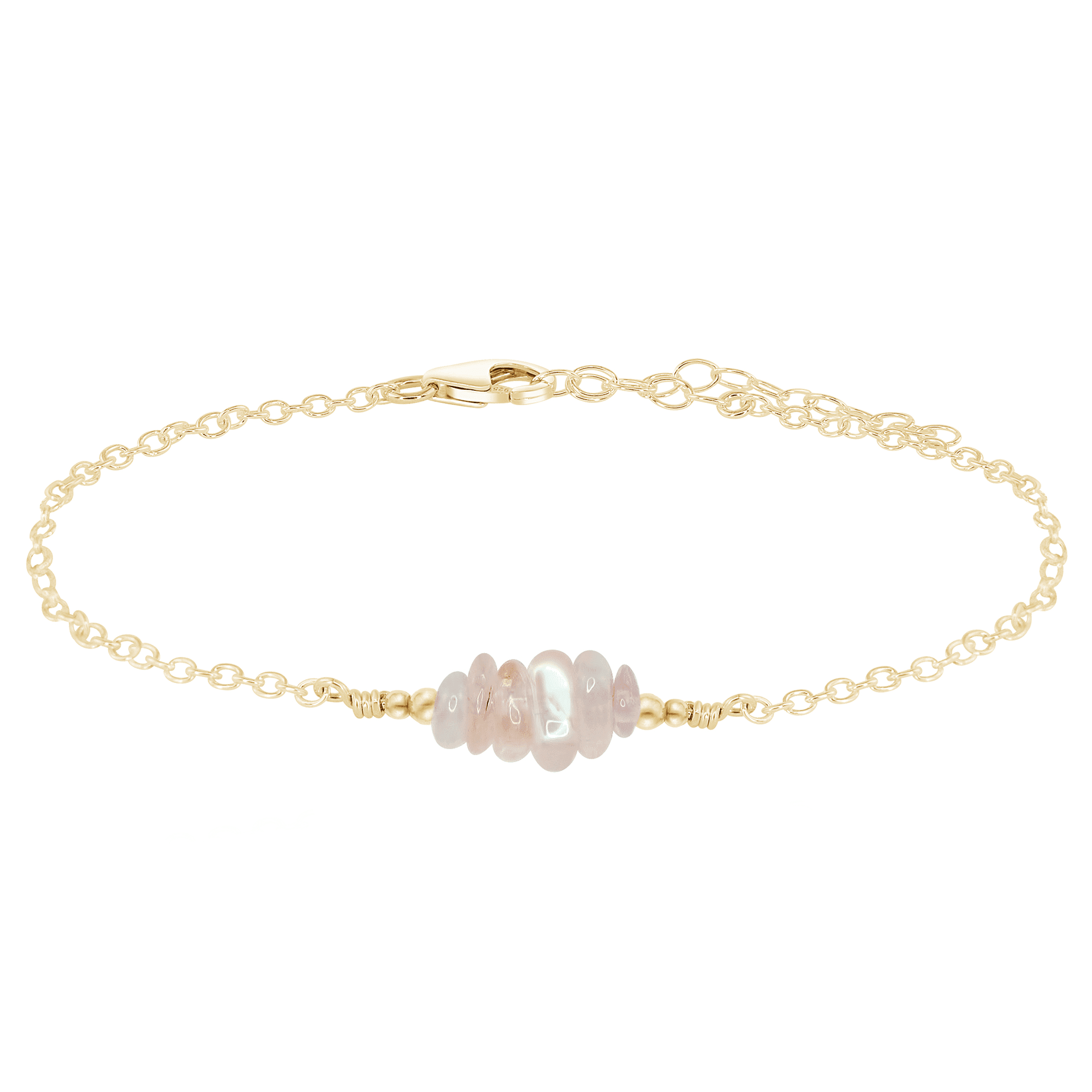 Rainbow moonstone Chip Bead Bar Anklet - Rainbow moonstone Chip Bead Bar Anklet - 14k Gold Fill - Luna Tide Handmade Crystal Jewellery
