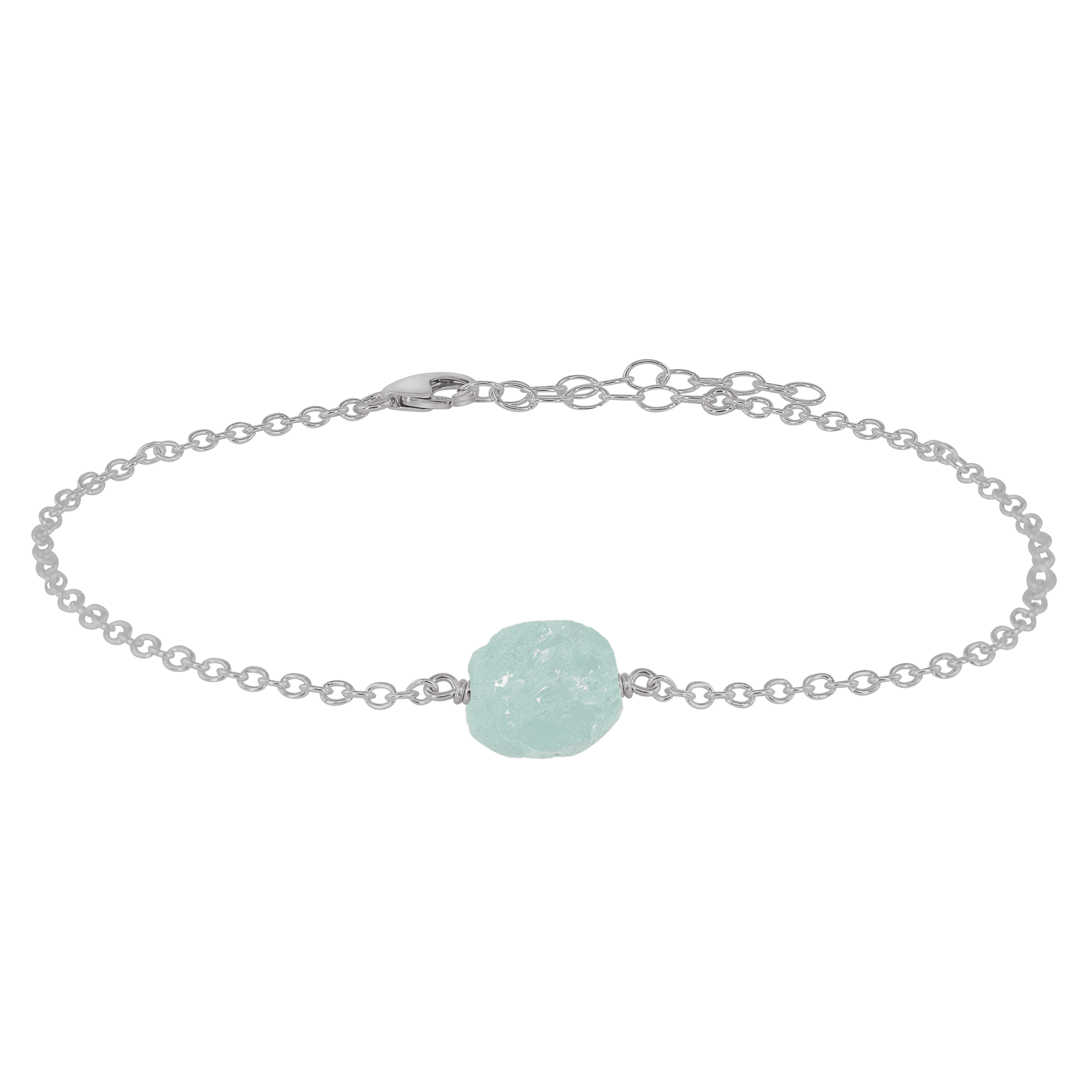 Raw Aquamarine Crystal Nugget Anklet - Raw Aquamarine Crystal Nugget Anklet - Stainless Steel - Luna Tide Handmade Crystal Jewellery