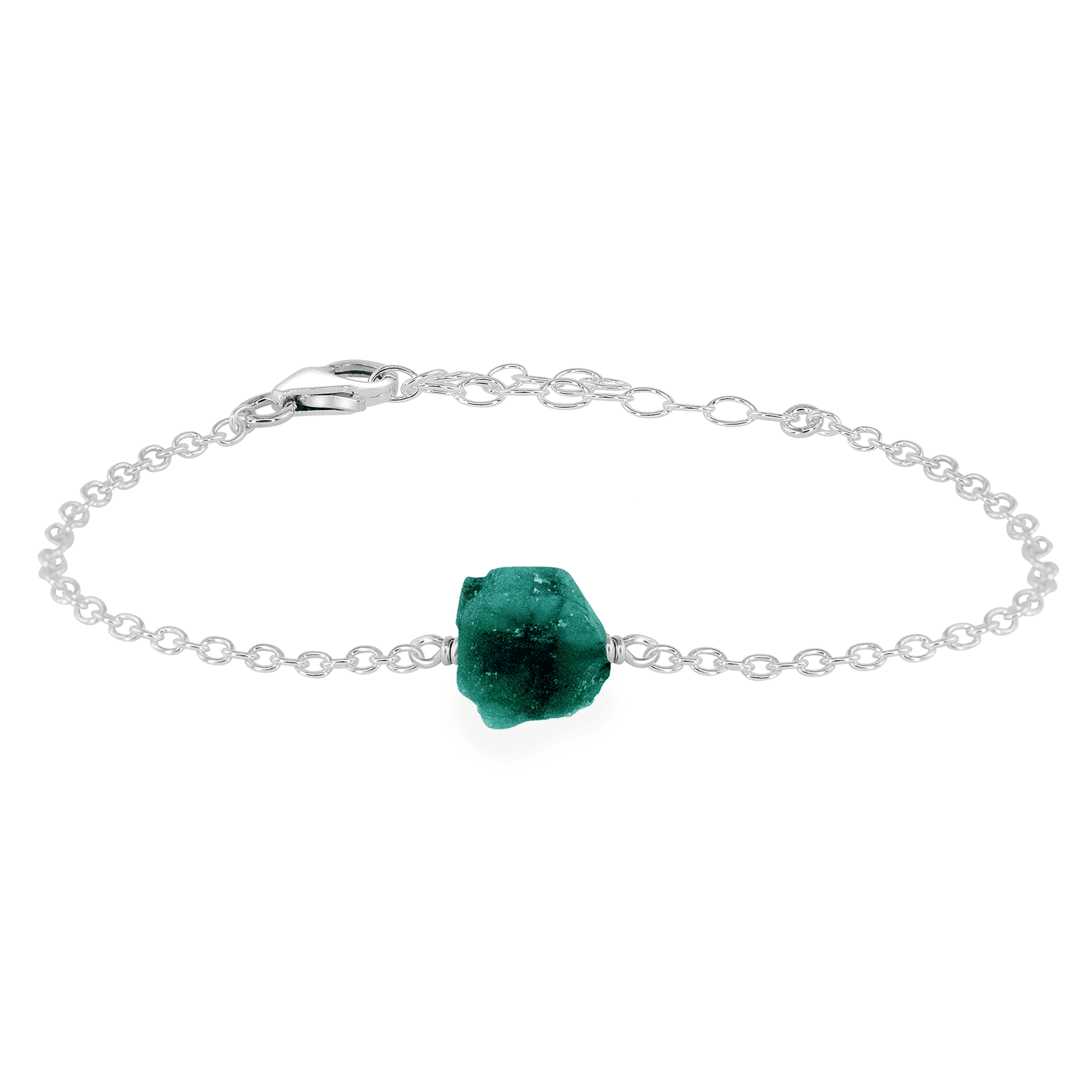 Raw Emerald Crystal Nugget Bracelet - Raw Emerald Crystal Nugget Bracelet - Sterling Silver - Luna Tide Handmade Crystal Jewellery