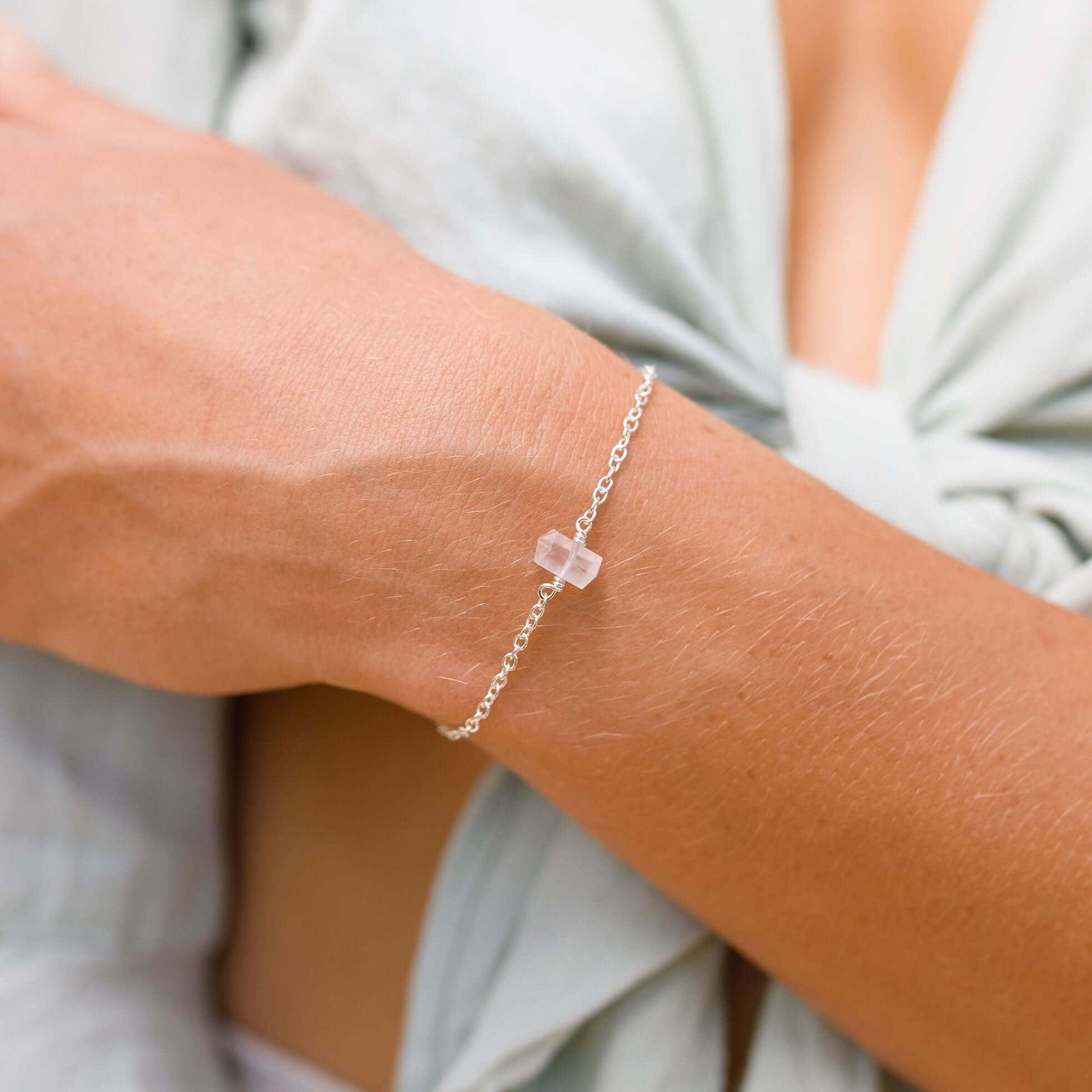 Rose Quartz Double Terminated Mini Crystal Point Bracelet - Rose Quartz Double Terminated Mini Crystal Point Bracelet - 14k Gold Fill - Luna Tide Handmade Crystal Jewellery