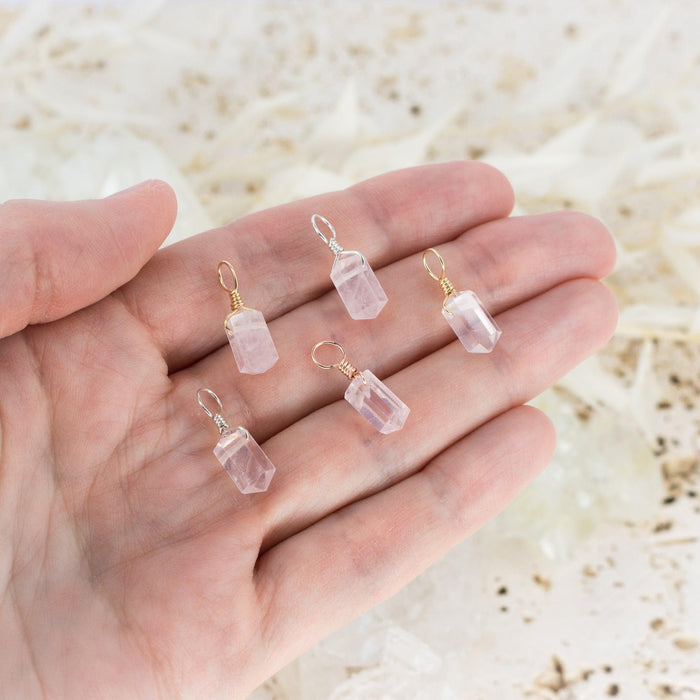 Rose Quartz Mini Double Terminated Crystal Point Pendant - Rose Quartz Mini Double Terminated Crystal Point Pendant - 14k Gold Fill - Luna Tide Handmade Crystal Jewellery